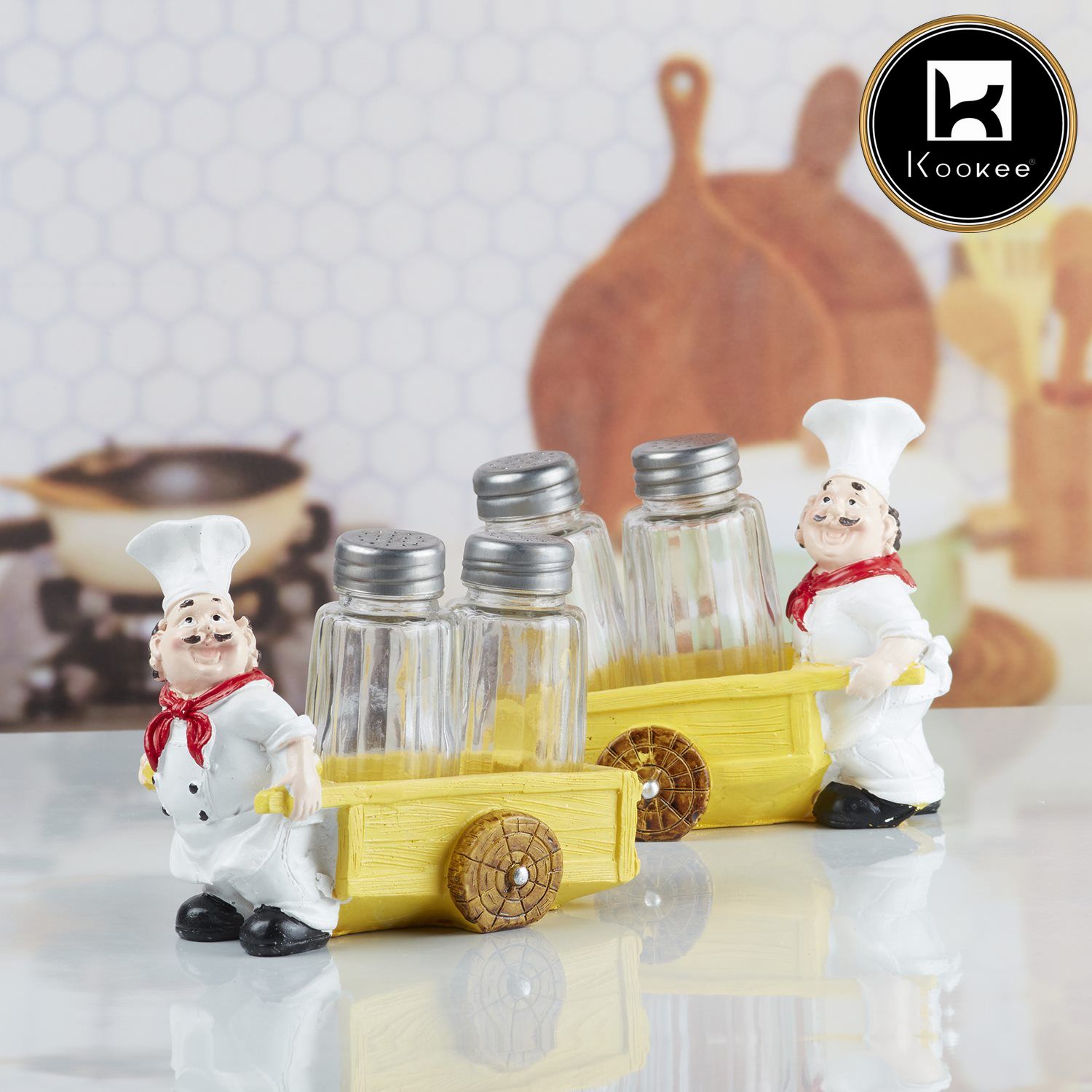 Polyresin Chef Salt and Pepper Shakers Set holder (V-SALT-023-9)