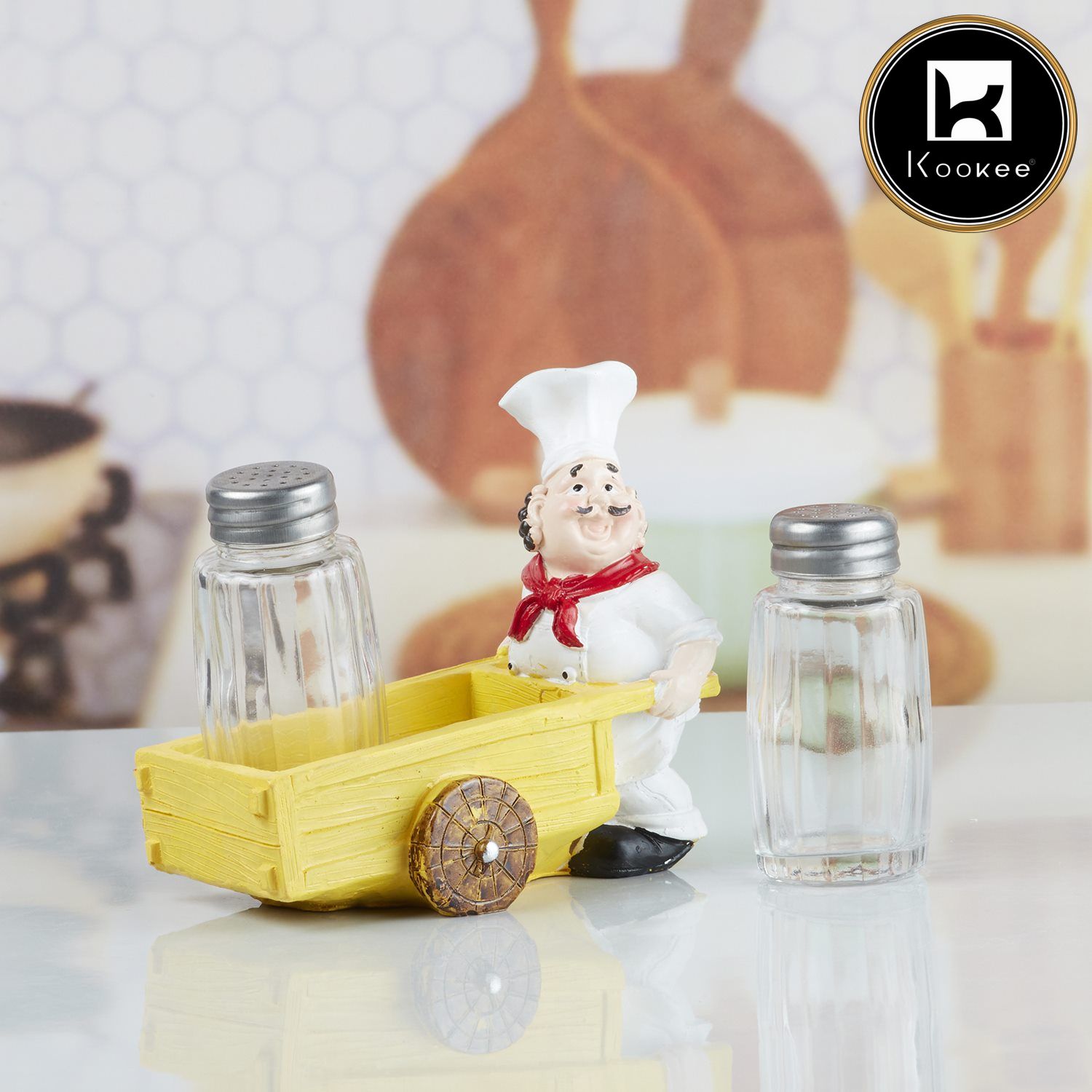 Polyresin Chef Salt and Pepper Shakers Set holder (10346)