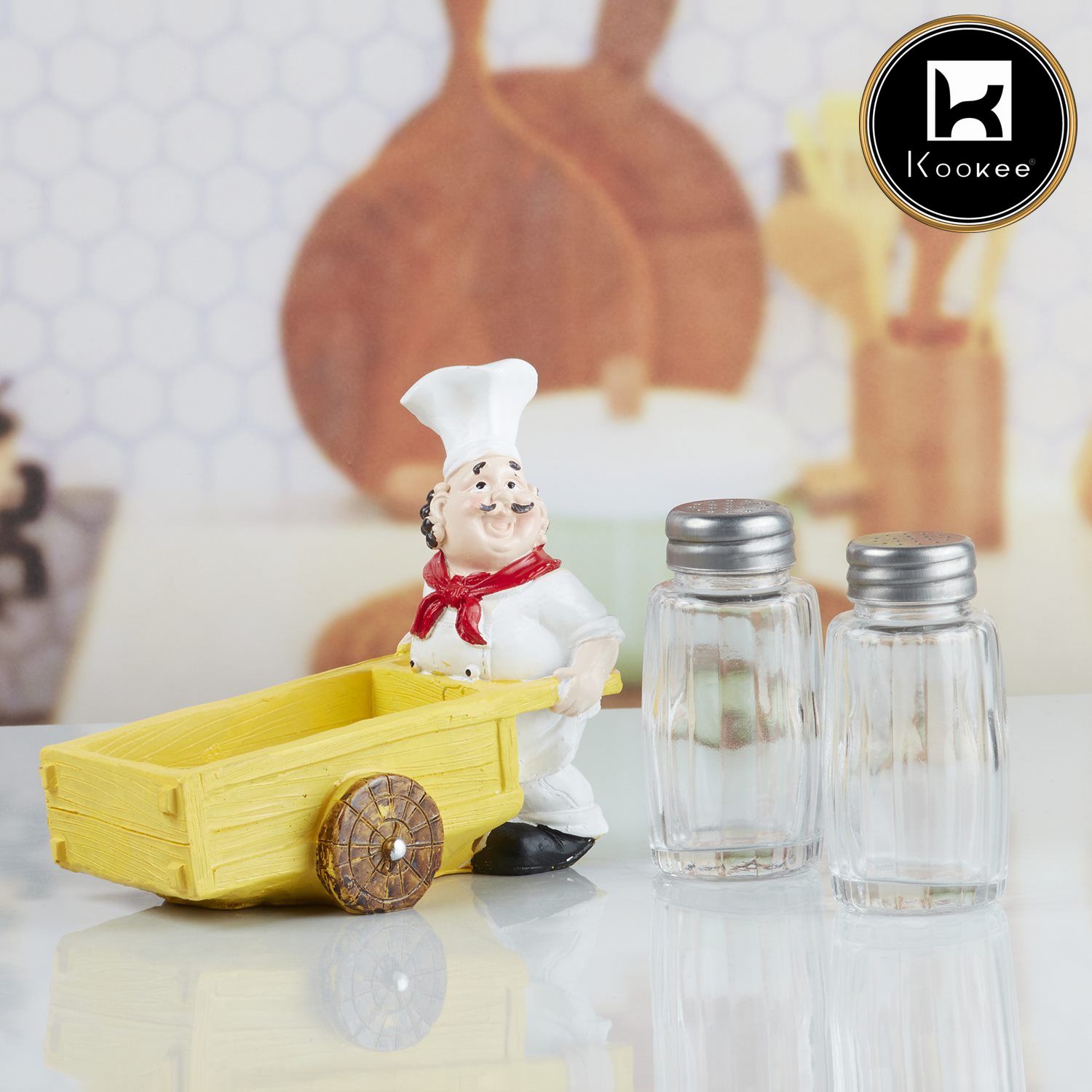 Polyresin Chef Salt and Pepper Shakers Set holder (10346)