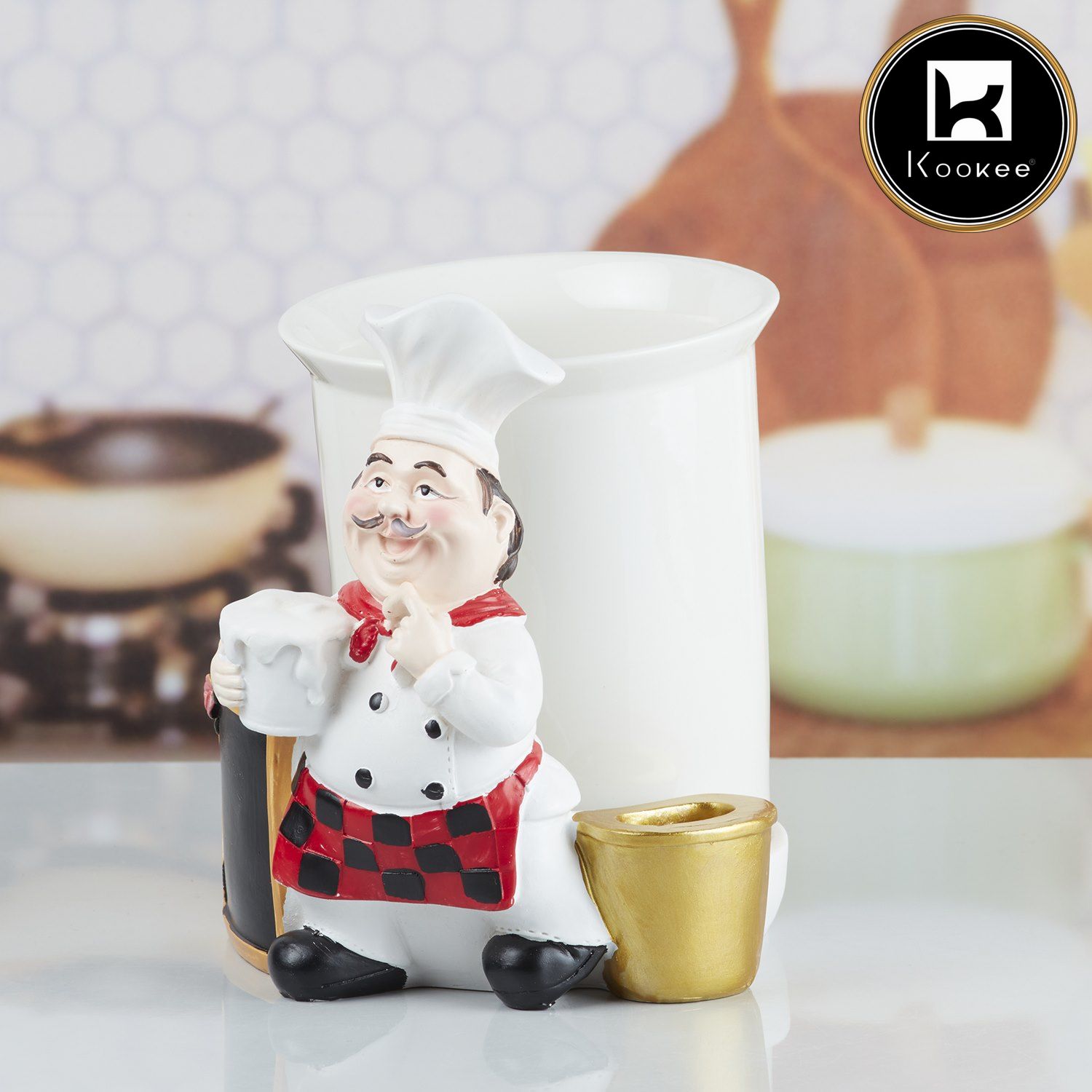 Polyresin Chef Spoon stand & cutlery holder (V-SPOON-001-2)