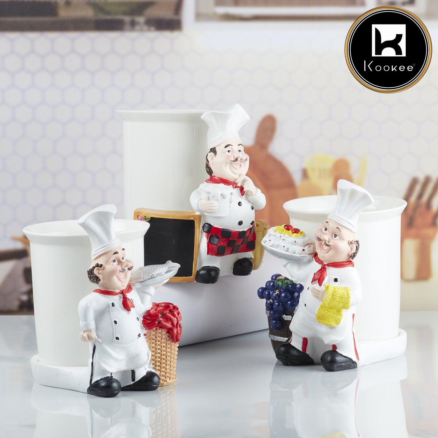 Polyresin Chef Spoon stand & cutlery holder (10351)