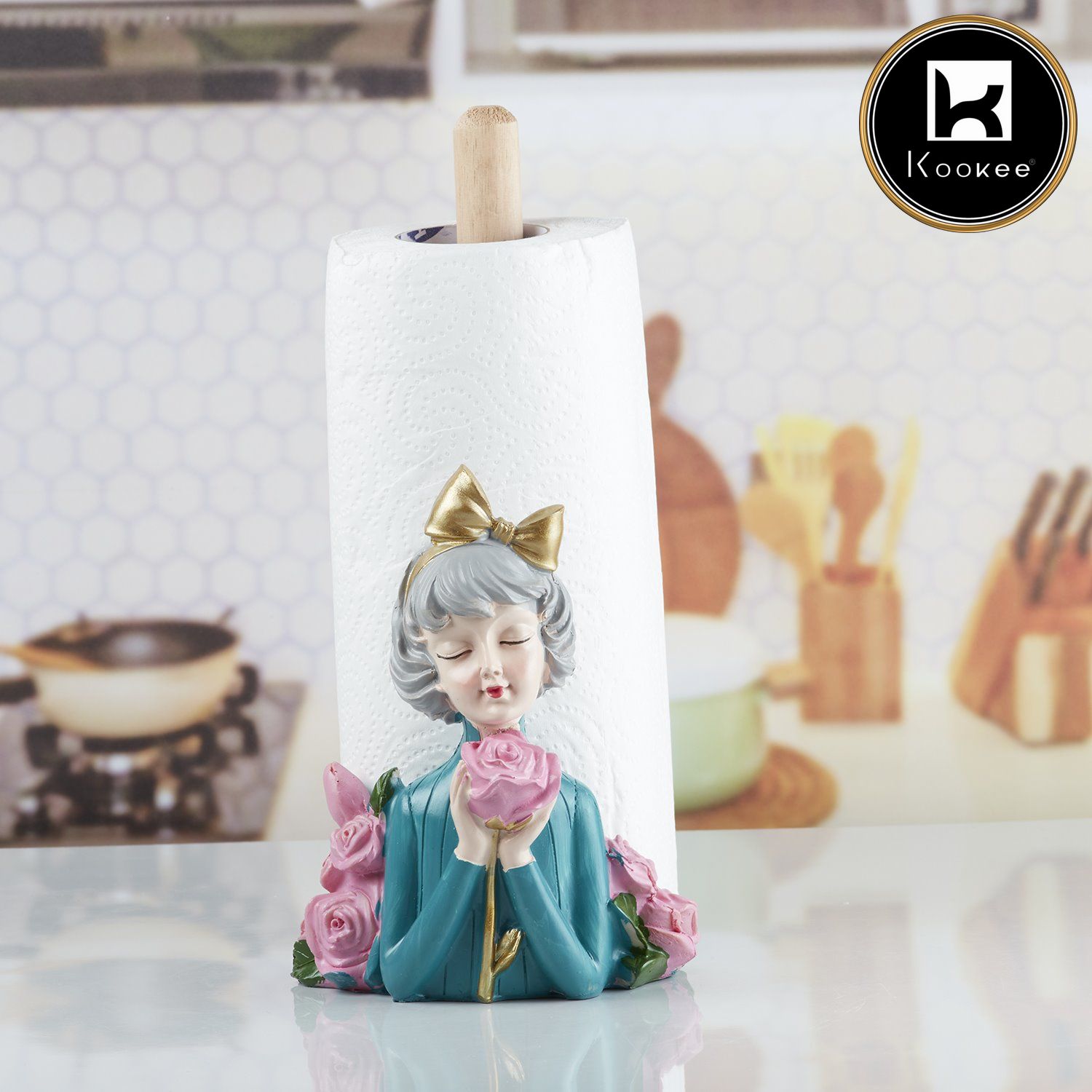 Kookee Polyresin Modern Girl Tissue Roll holder, Tissue paper dispenser (10358)