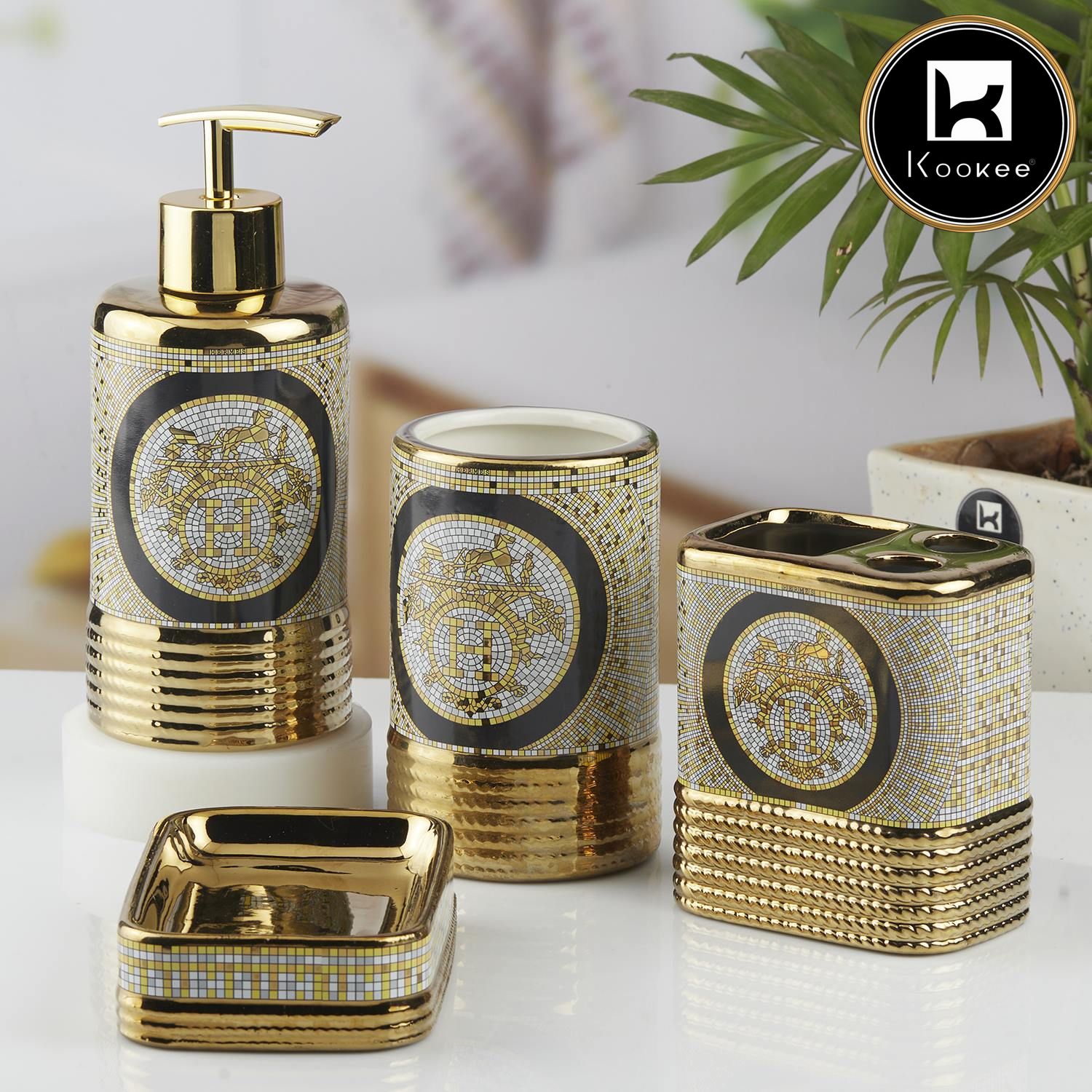 Kookee Ceramic Bathroom Sets, Gold, ART10370
