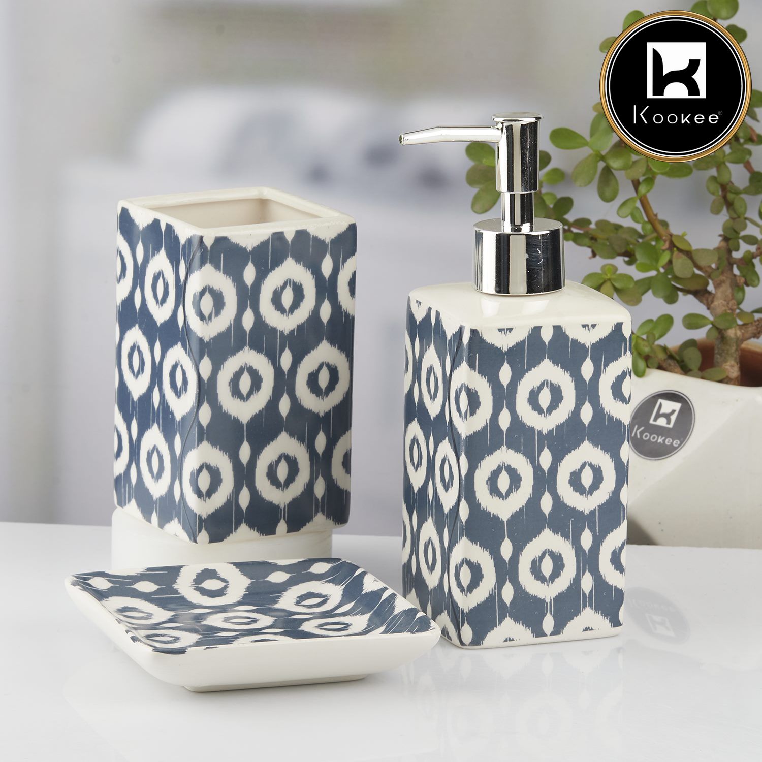 Kookee Ceramic Bathroom Sets, Blue, ART10422