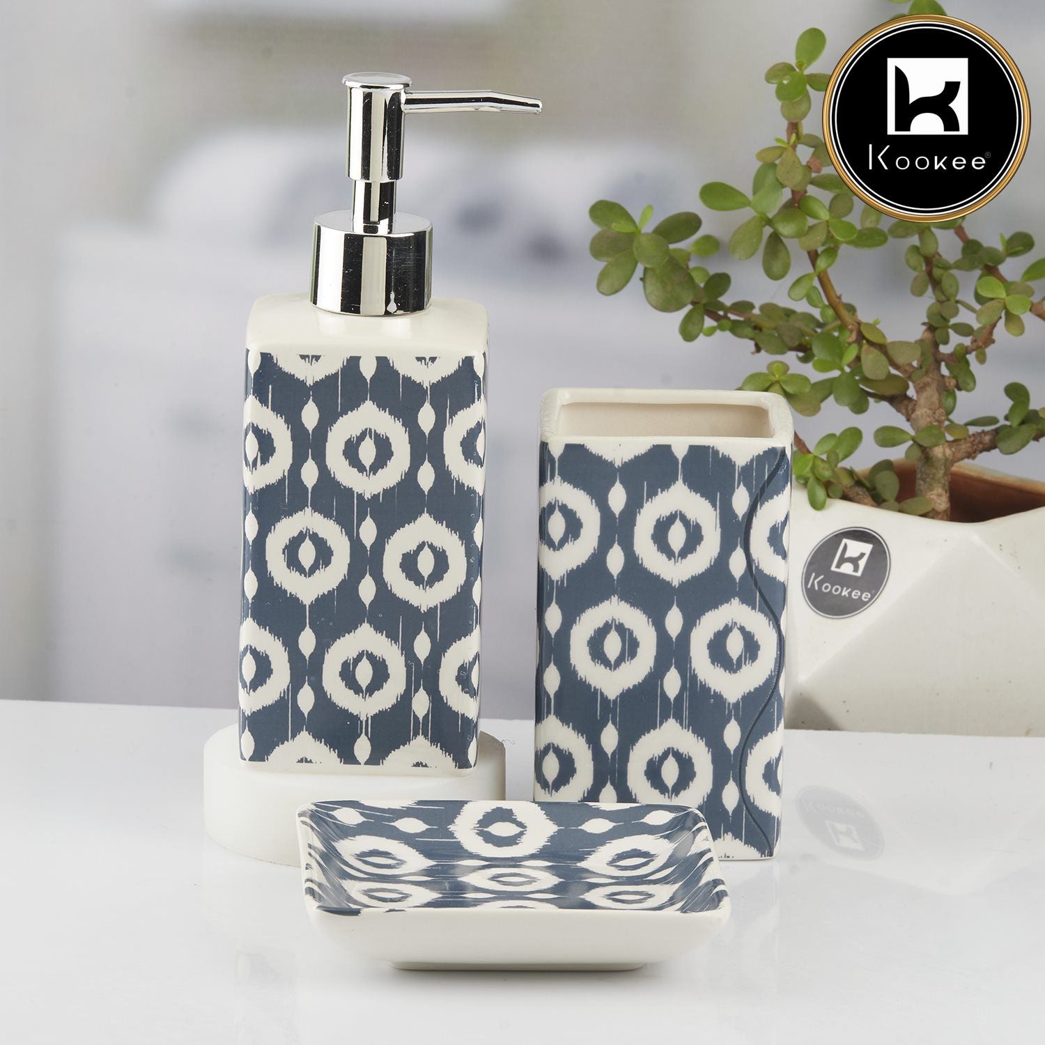 Kookee Ceramic Bathroom Sets, Blue, ART10422