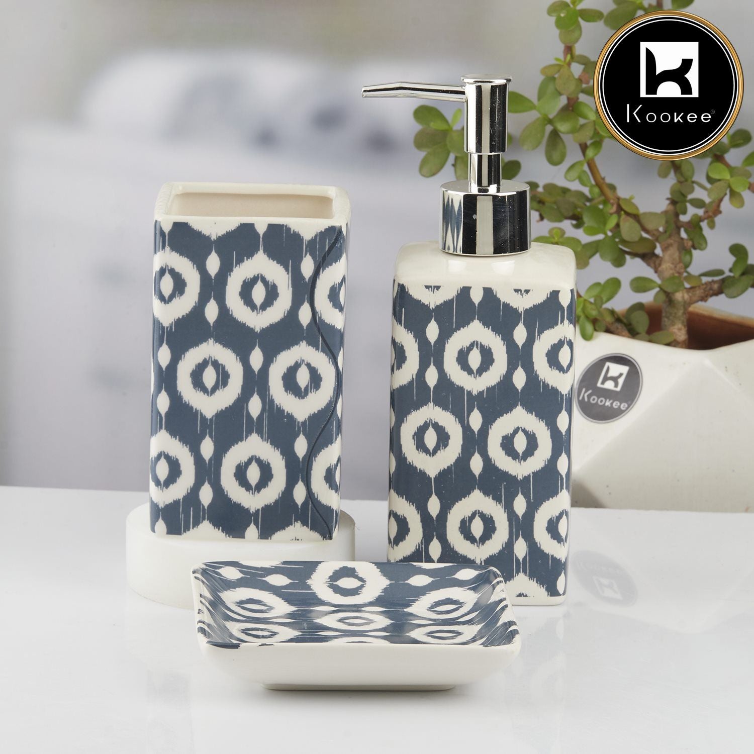 Kookee Ceramic Bathroom Sets, Blue, ART10422