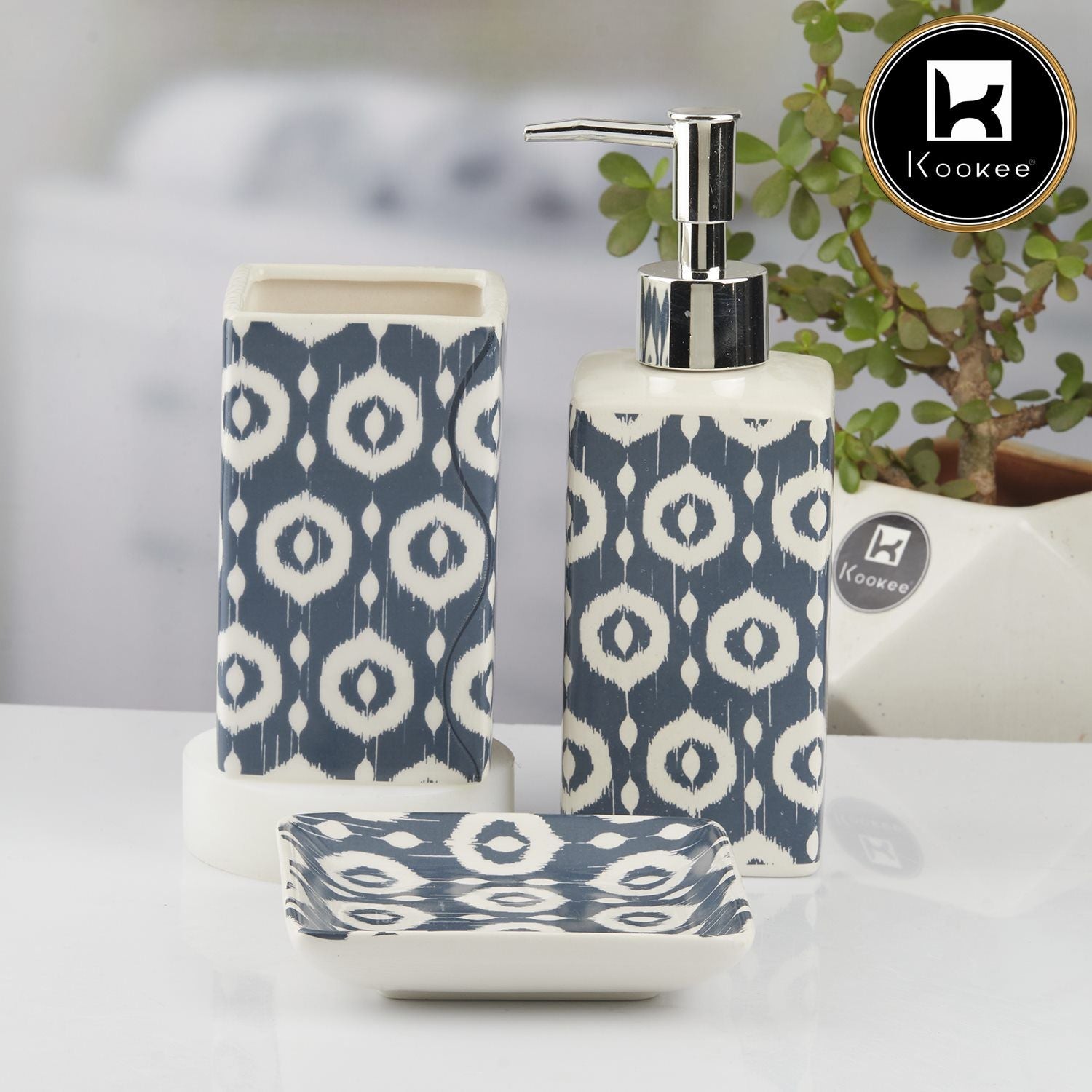 Ceramic Bathroom Set of 3 with Soap Dispenser (10422)