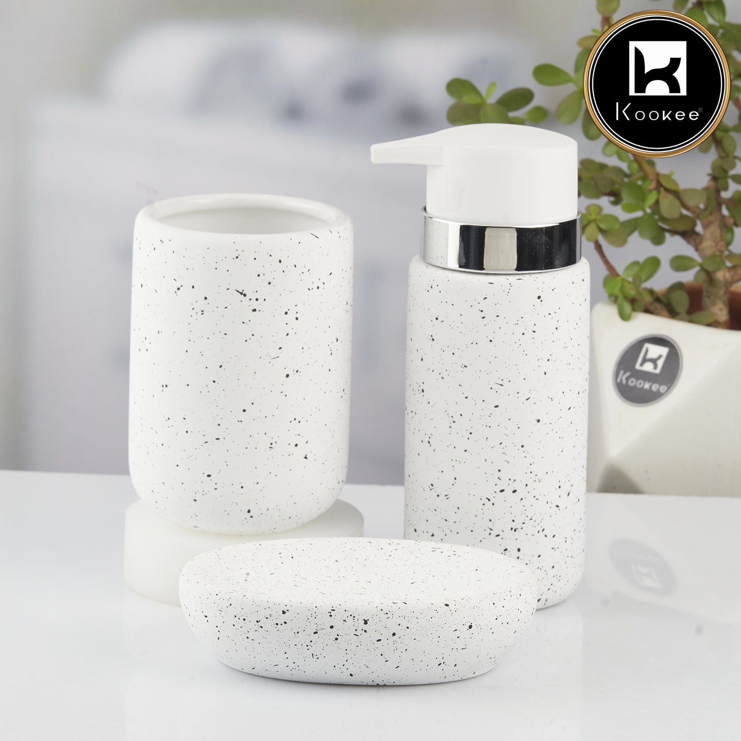 Kookee Ceramic Bathroom Sets, White, ART10442