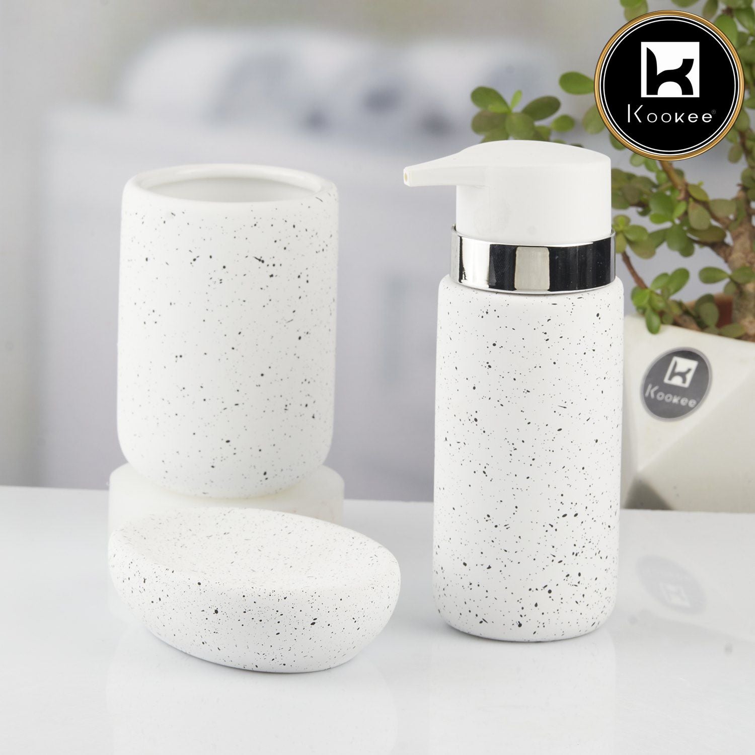Kookee Ceramic Bathroom Sets, White, ART10442