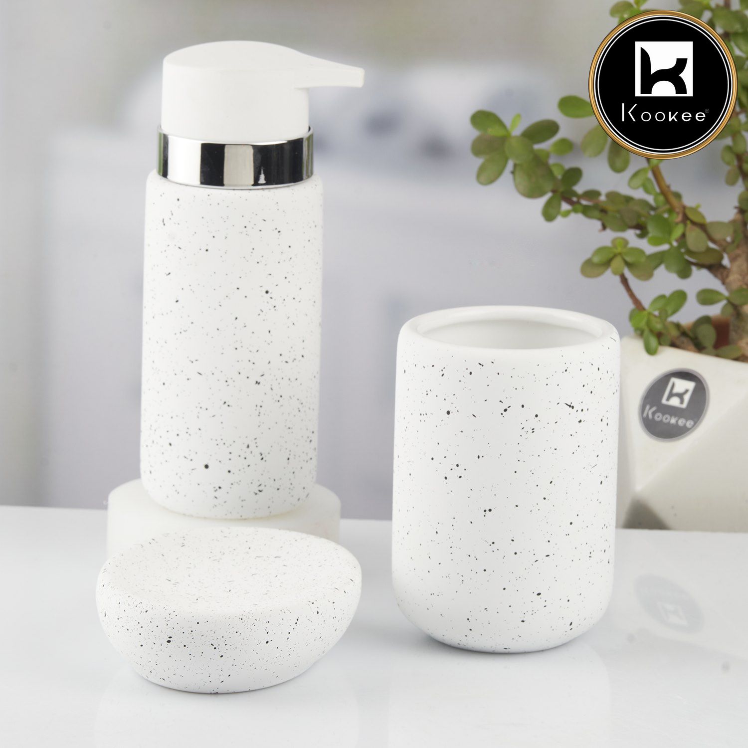 Kookee Ceramic Bathroom Sets, White, ART10442