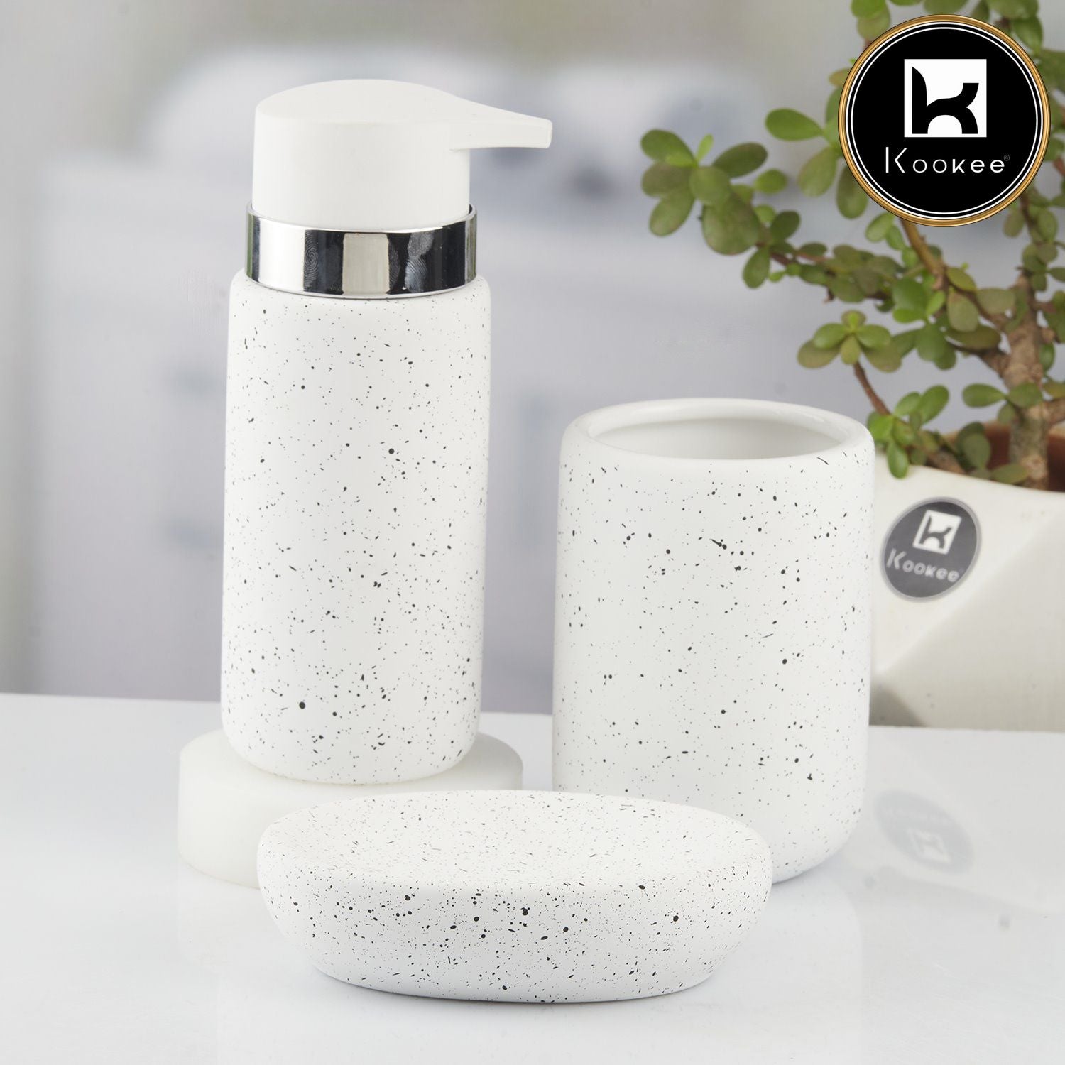 Kookee Ceramic Bathroom Sets, White, ART10442