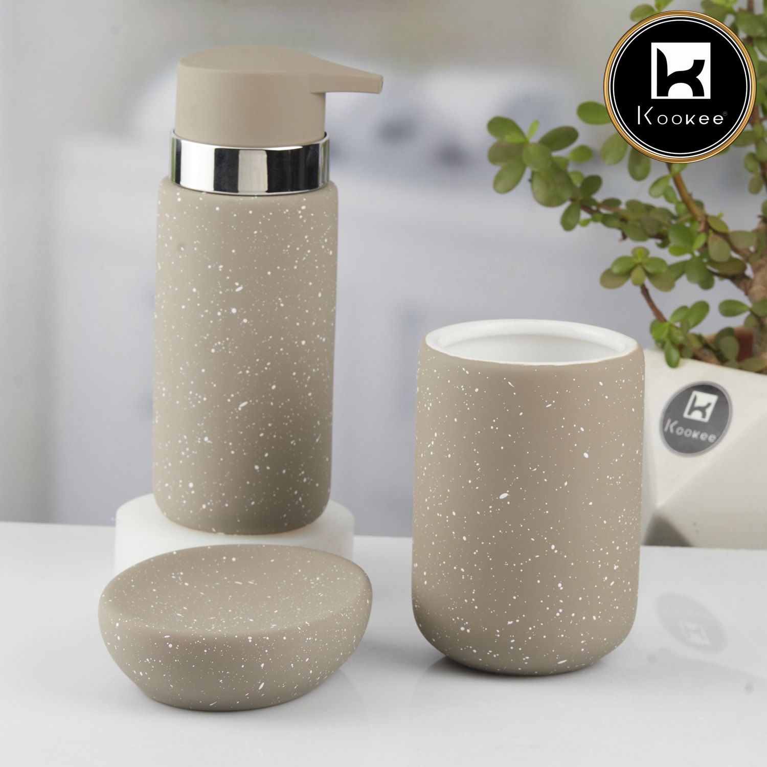 Kookee Ceramic Bathroom Sets, Beige, ART10443