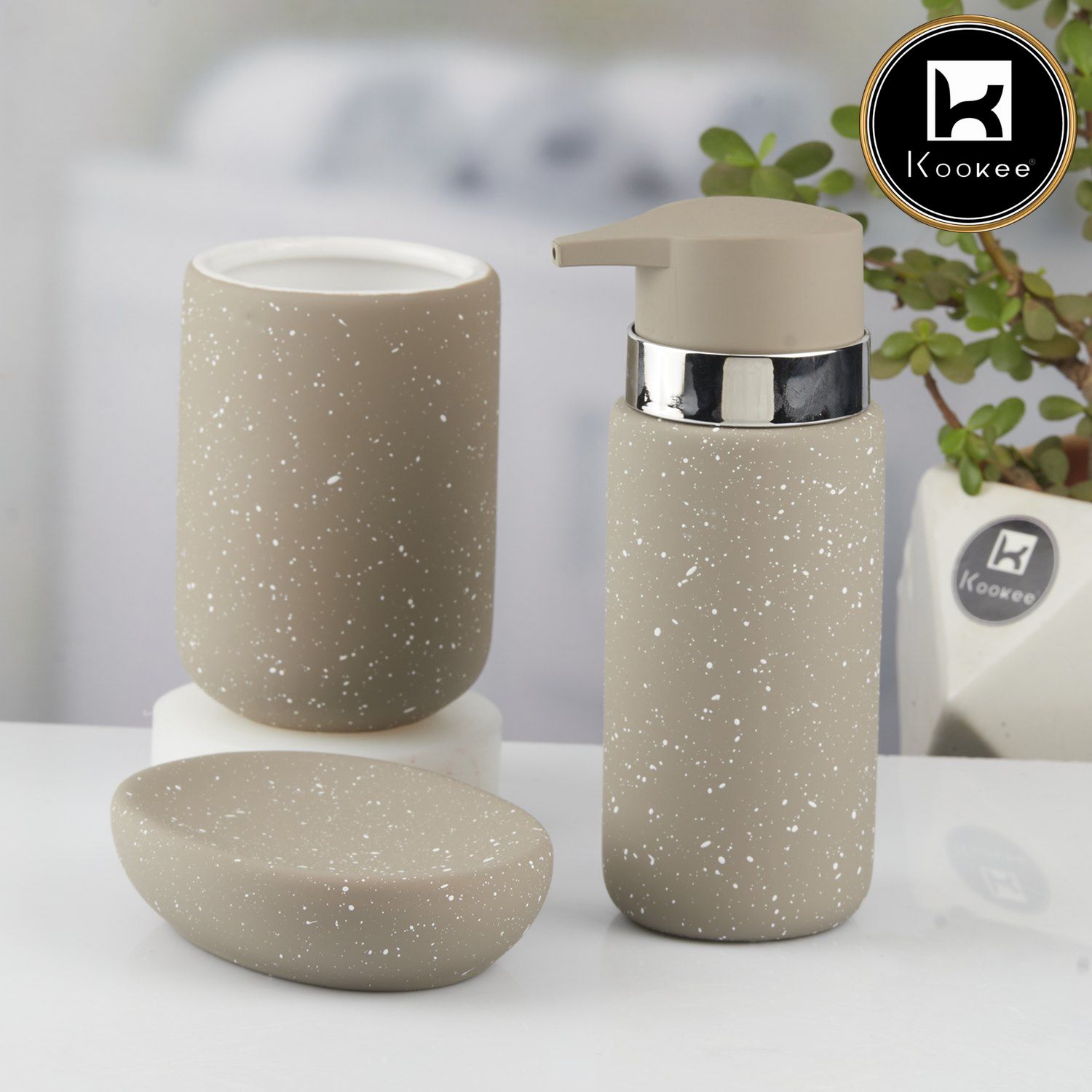 Kookee Ceramic Bathroom Sets, Beige, ART10443