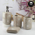 Kookee Ceramic Bathroom Accessories Set of 4, Modern Bath Set with Liquid handwash Soap Dispenser and Toothbrush holder, Luxury Gift Accessory for Home, Beige