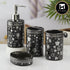 Kookee Ceramic Bathroom Accessories Set of 4, Modern Bath Set with Liquid handwash Soap Dispenser and Toothbrush holder, Luxury Gift Accessory for Home, Black/Silver