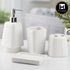 Kookee Ceramic Bathroom Accessories Set of 4, Modern Bath Set with Liquid handwash Soap Dispenser and Toothbrush holder, Luxury Gift Accessory for Home, White