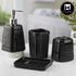 Kookee Ceramic Bathroom Accessories Set of 4, Modern Bath Set with Liquid handwash Soap Dispenser and Toothbrush holder, Luxury Gift Accessory for Home, Black