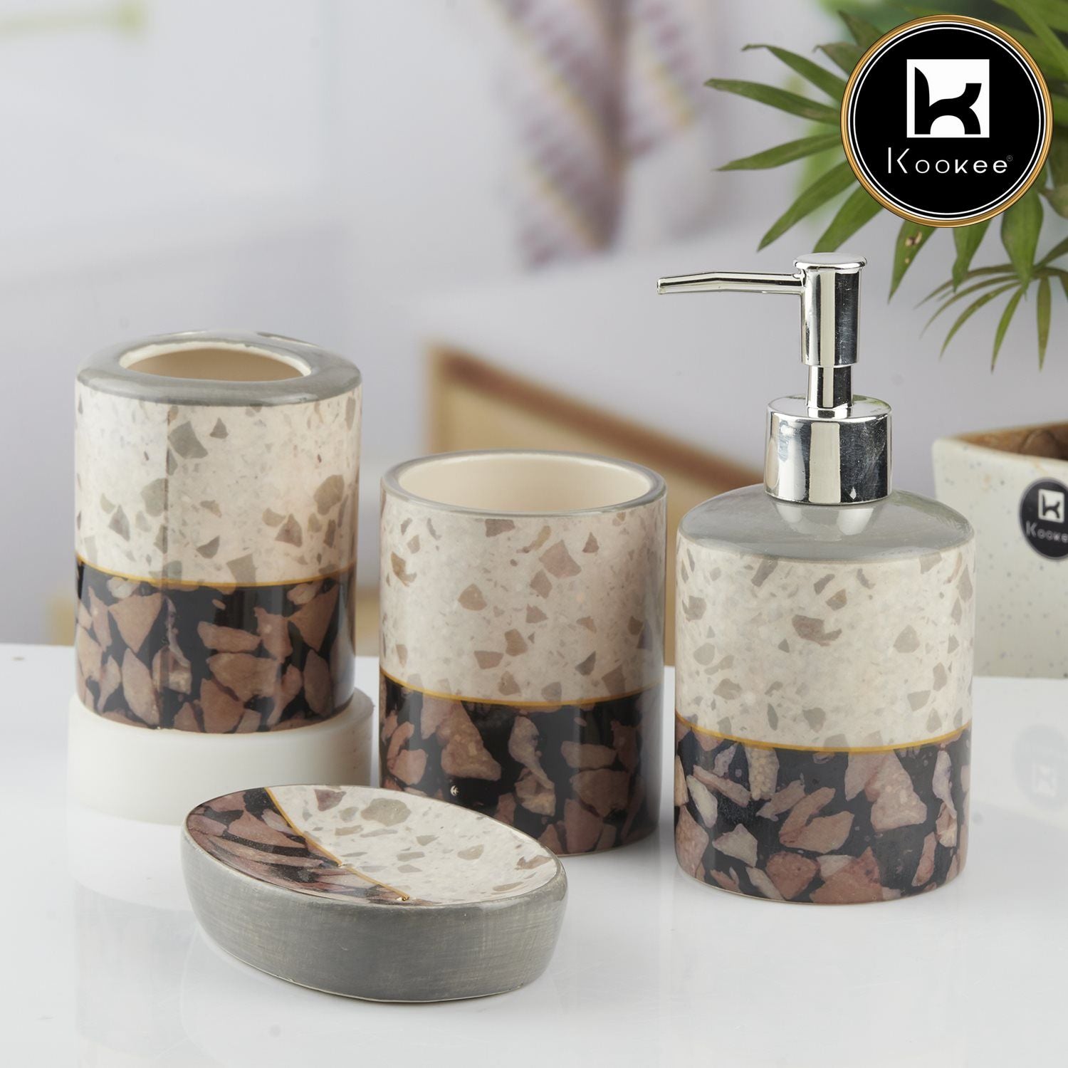 Kookee Ceramic Bathroom Sets, Multi, ART10470