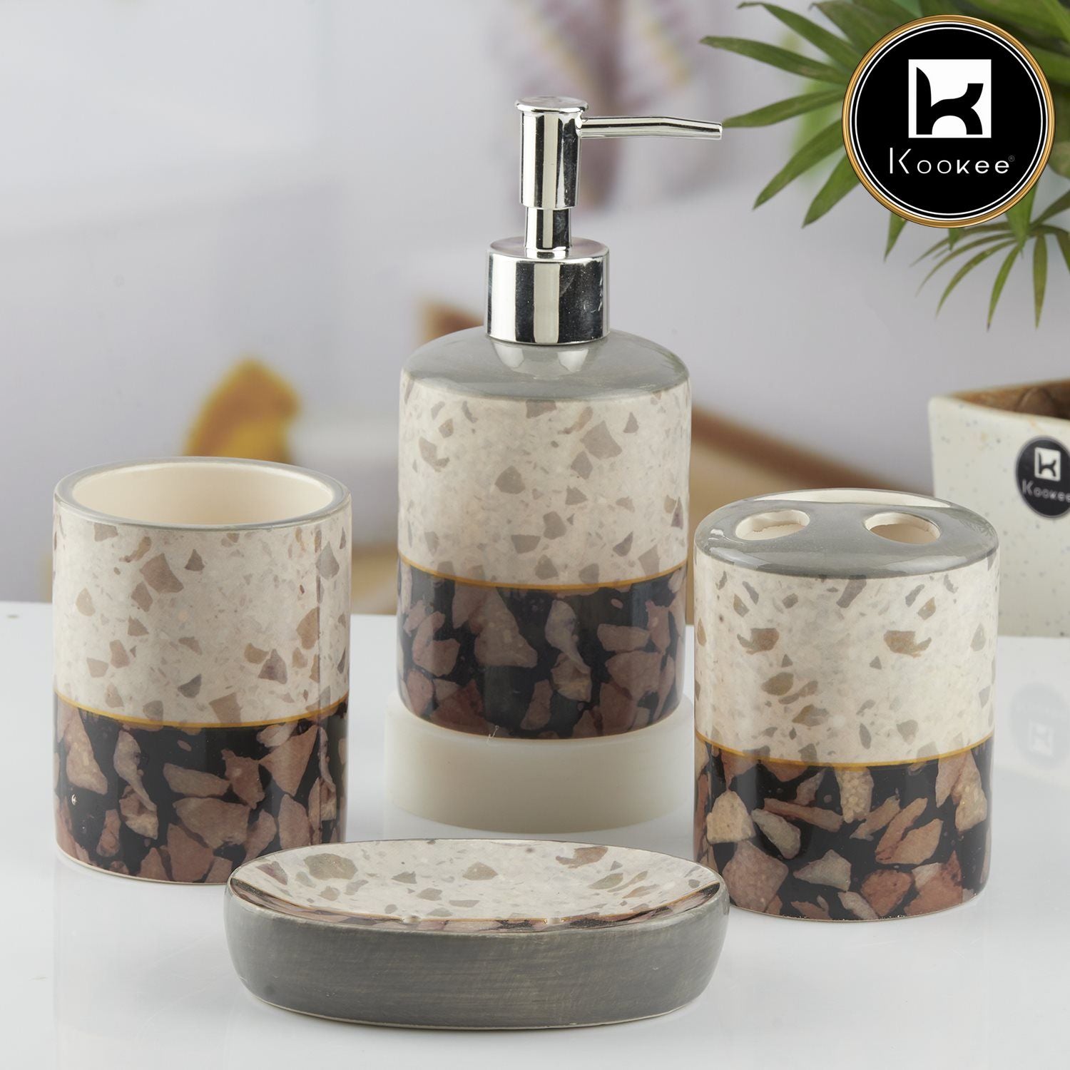 Kookee Ceramic Bathroom Sets, Multi, ART10470