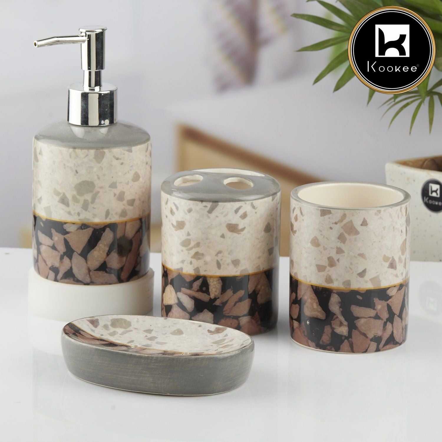 Kookee Ceramic Bathroom Sets, Multi, ART10470