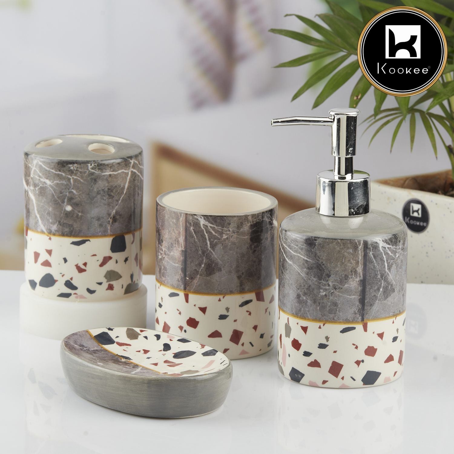 Kookee Ceramic Bathroom Sets, Multi, ART10471
