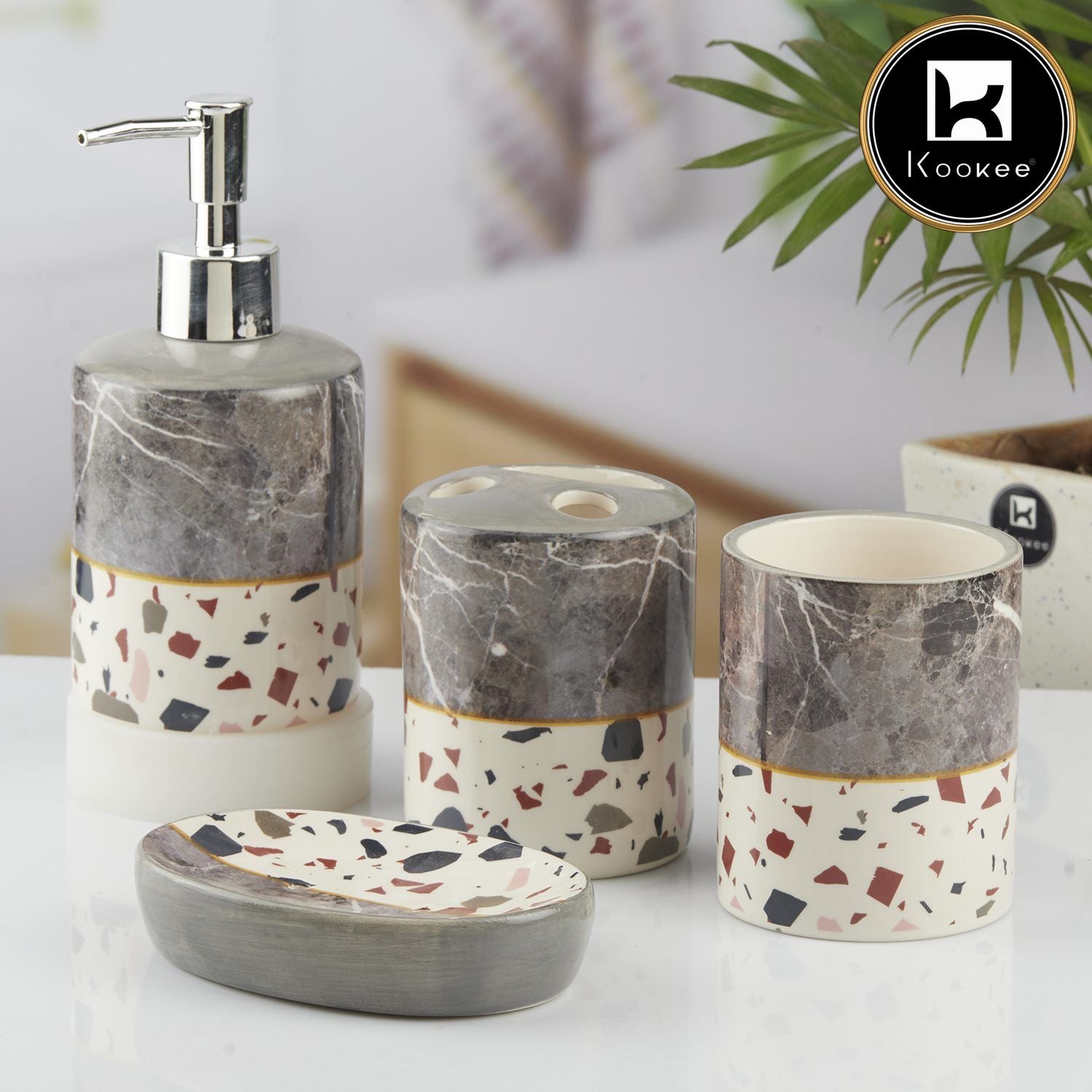 Kookee Ceramic Bathroom Sets, Multi, ART10471