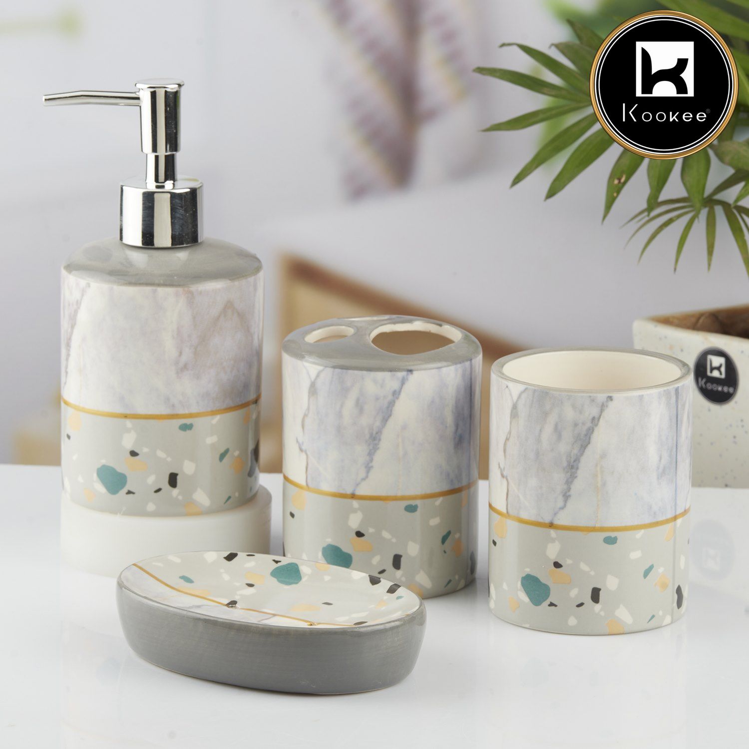 Kookee Ceramic Bathroom Sets, Multi, ART10472