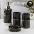 Kookee Ceramic Bathroom Accessories Set of 4, Modern Bath Set with Liquid handwash Soap Dispenser and Toothbrush holder, Luxury Gift Accessory for Home, Black/Gold