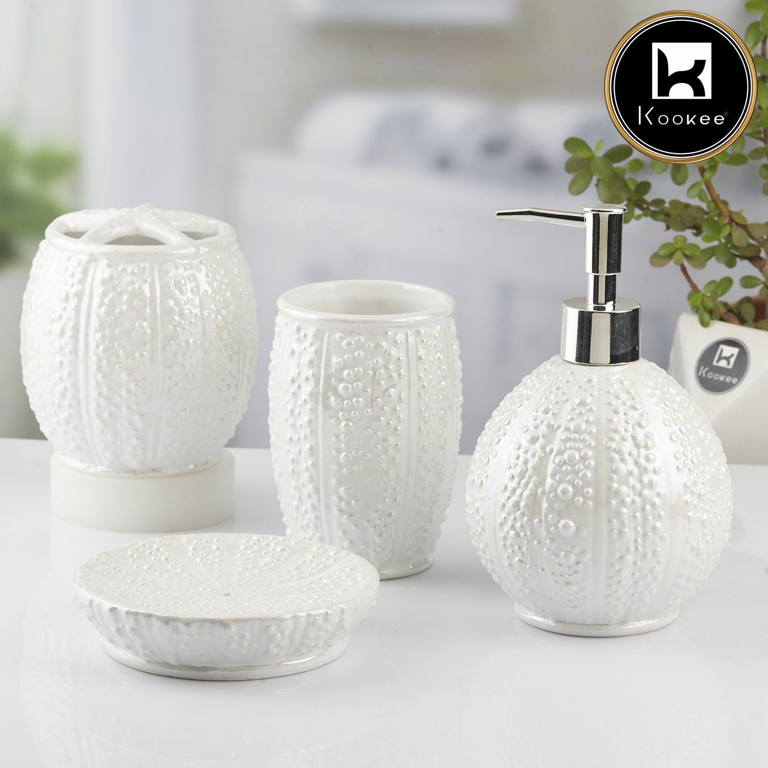 Kookee Ceramic Bathroom Sets, White, ART10478