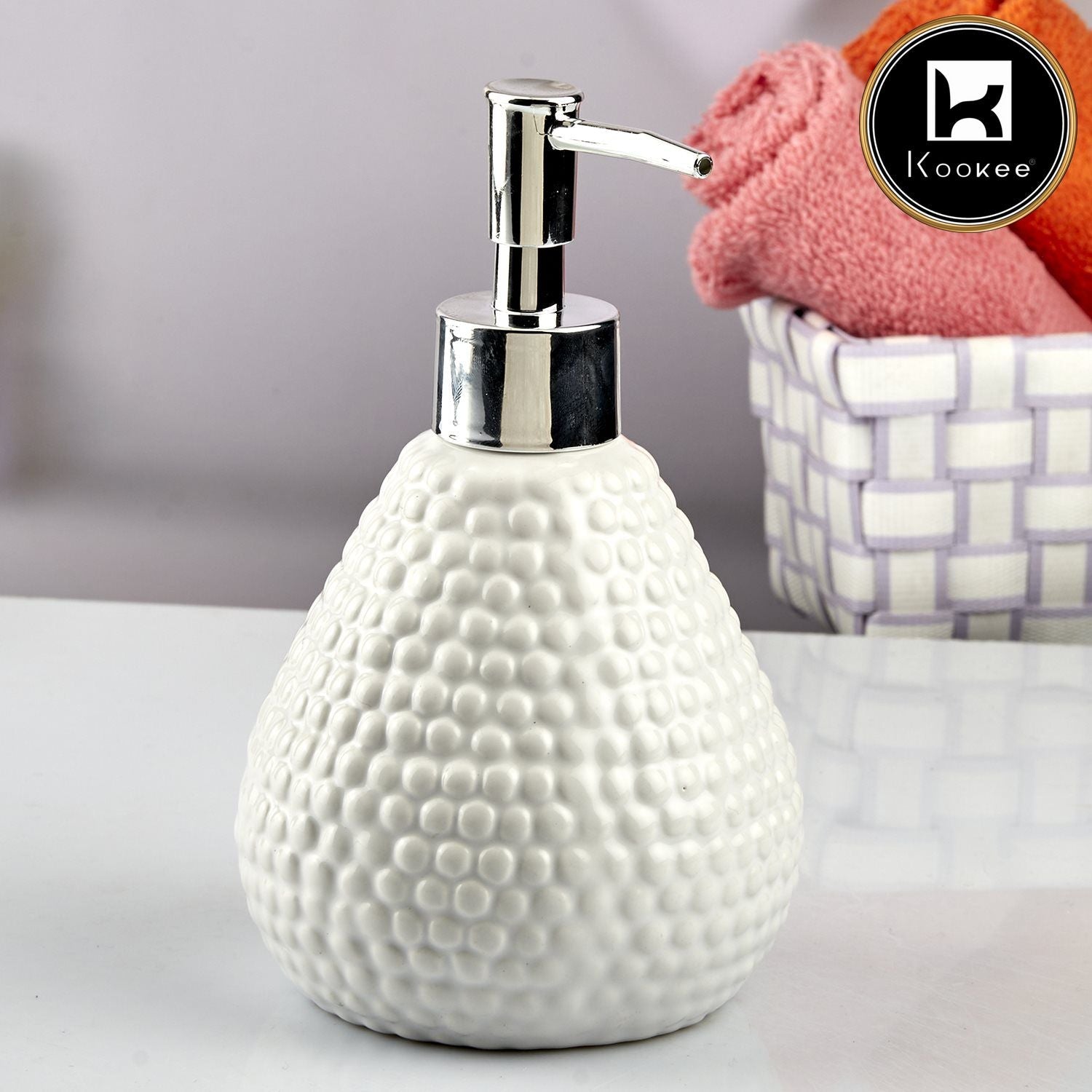 Ceramic Soap Dispenser for handwash for Bathroom, White/Black, (Set of 2) (10536)