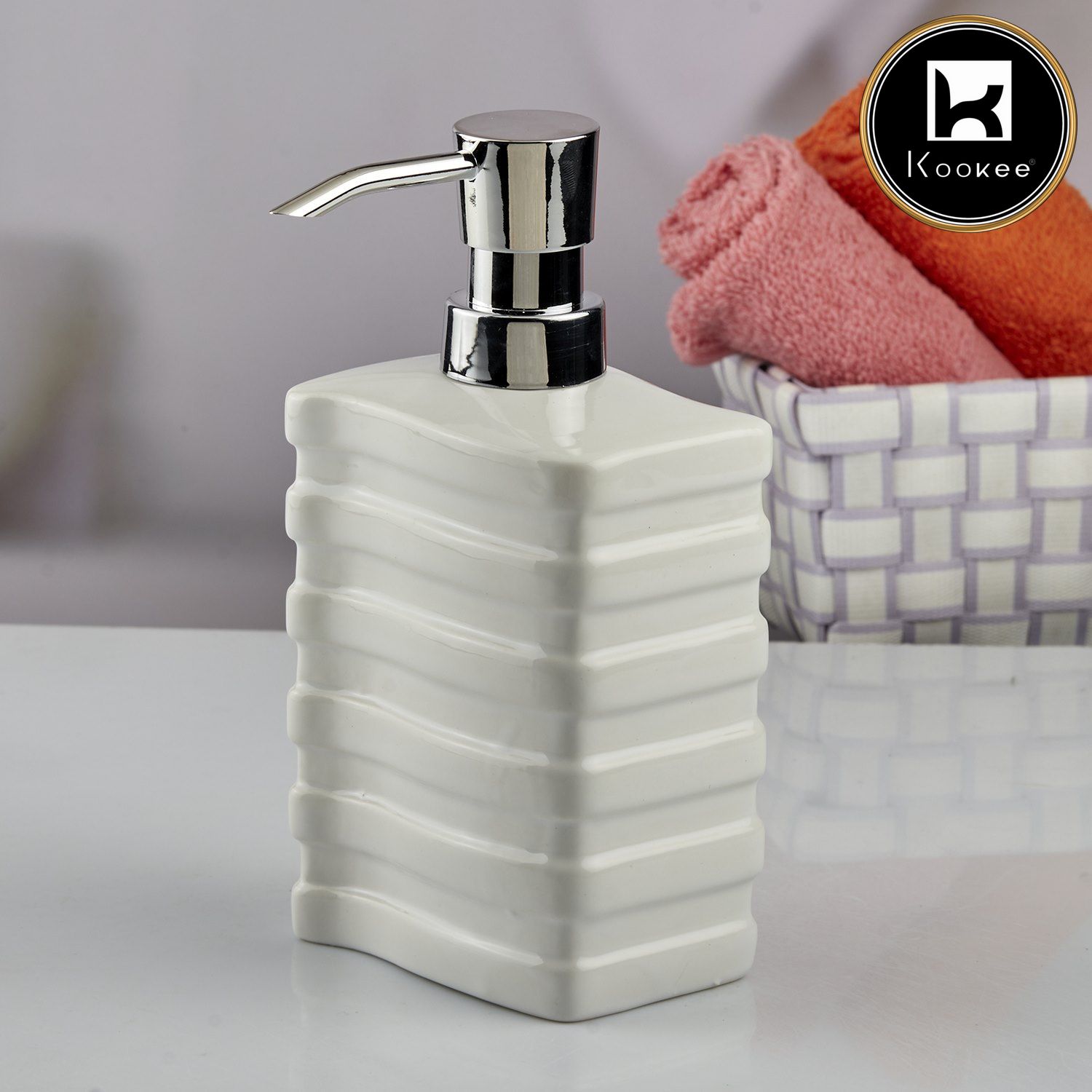 Ceramic Soap Dispenser for handwash for Bathroom, White/Grey/Black, (Set of 3) (10540)