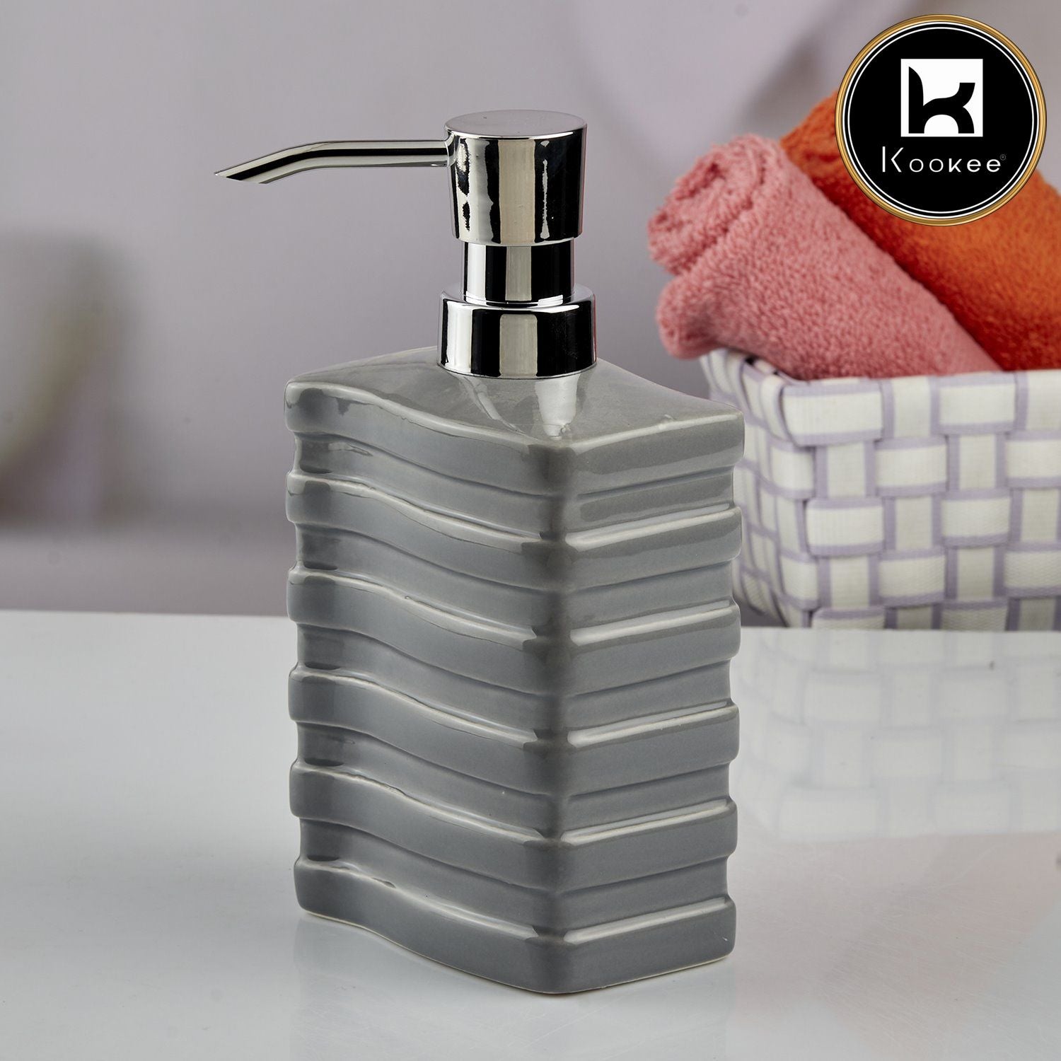 Ceramic Soap Dispenser for handwash for Bathroom, White/Grey/Black, (Set of 3) (10540)