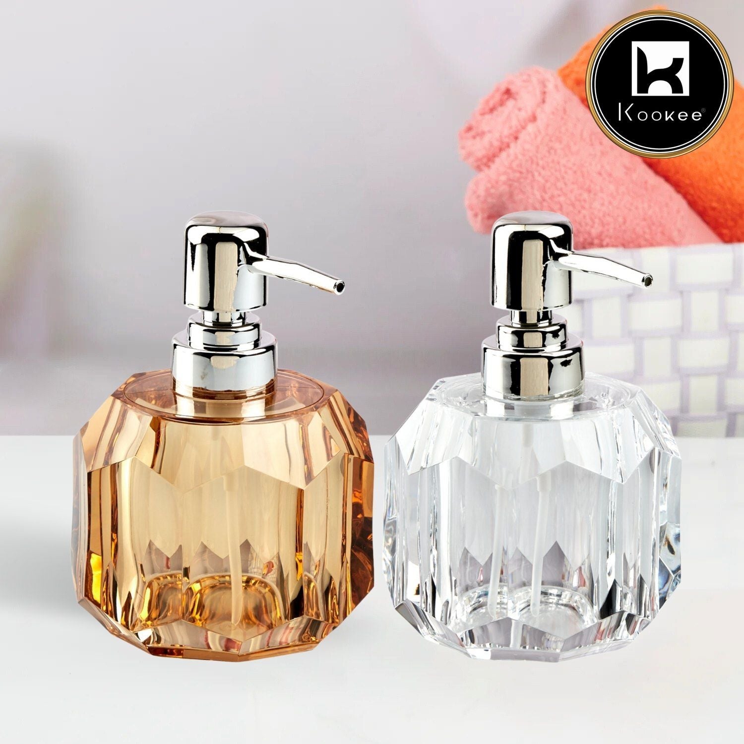 Acrylic Soap Dispenser for Bathroom handwash, Set of 2 (10556)