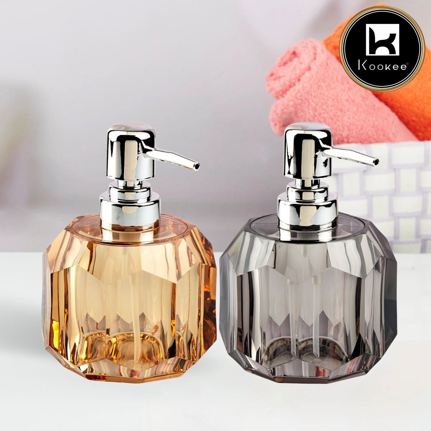 Acrylic Soap Dispenser for Bathroom handwash, Set of 2 (10557)