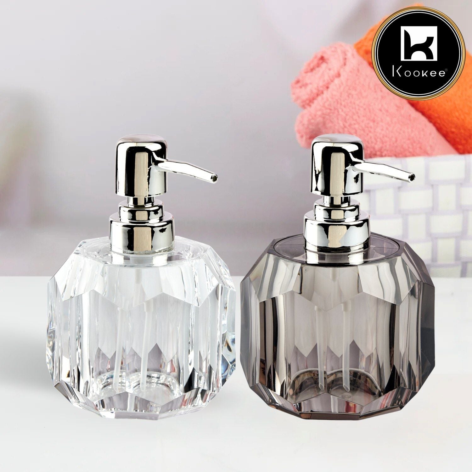 Acrylic Soap Dispenser for Bathroom handwash, Set of 2 (10558)