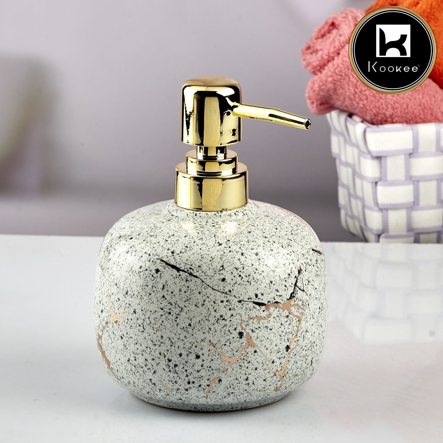 Ceramic Soap Dispenser for handwash for Bathroom, Black, (Set of 1) (10603)