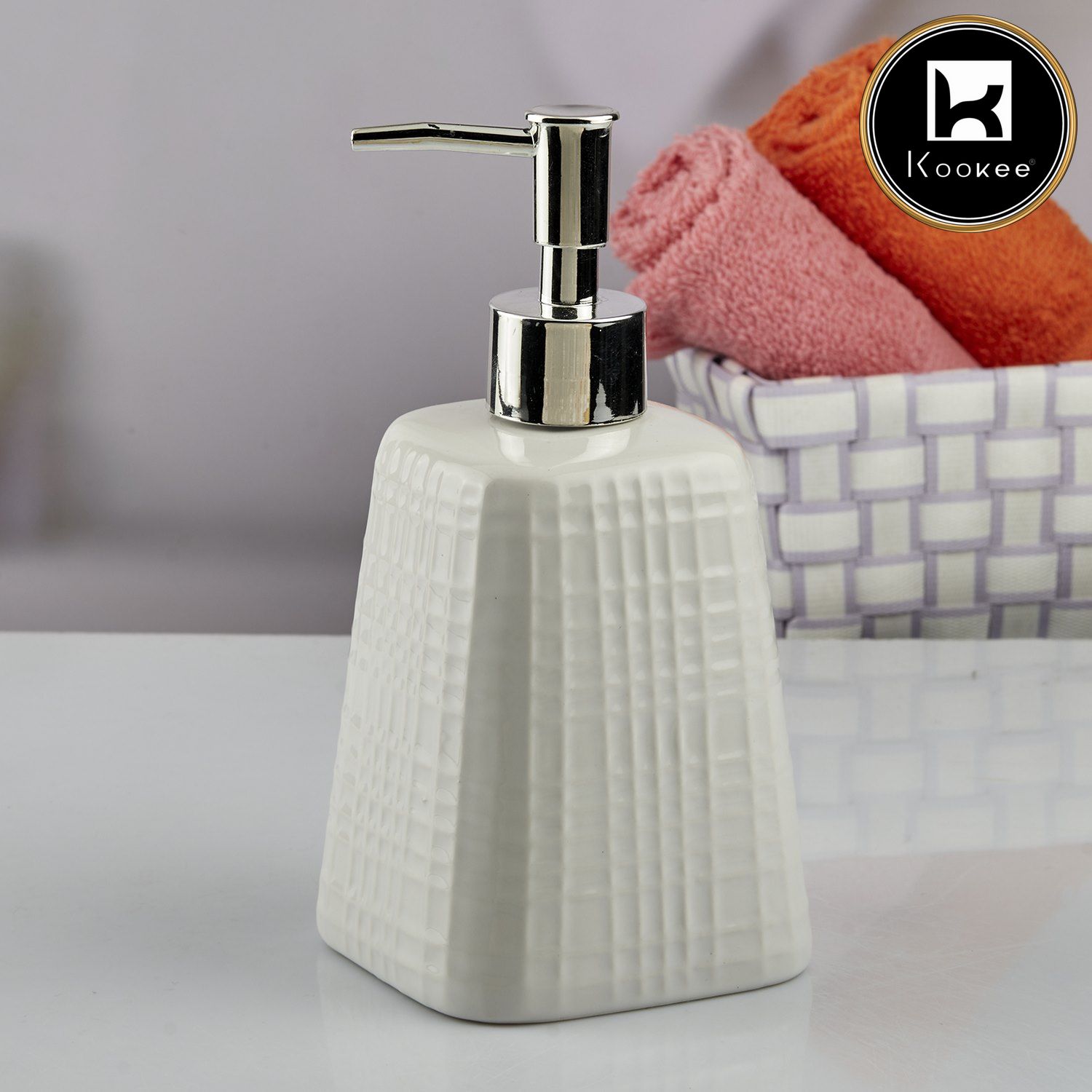 Ceramic Soap Dispenser for handwash for Bathroom, Black/White (Set of 2) (10552)