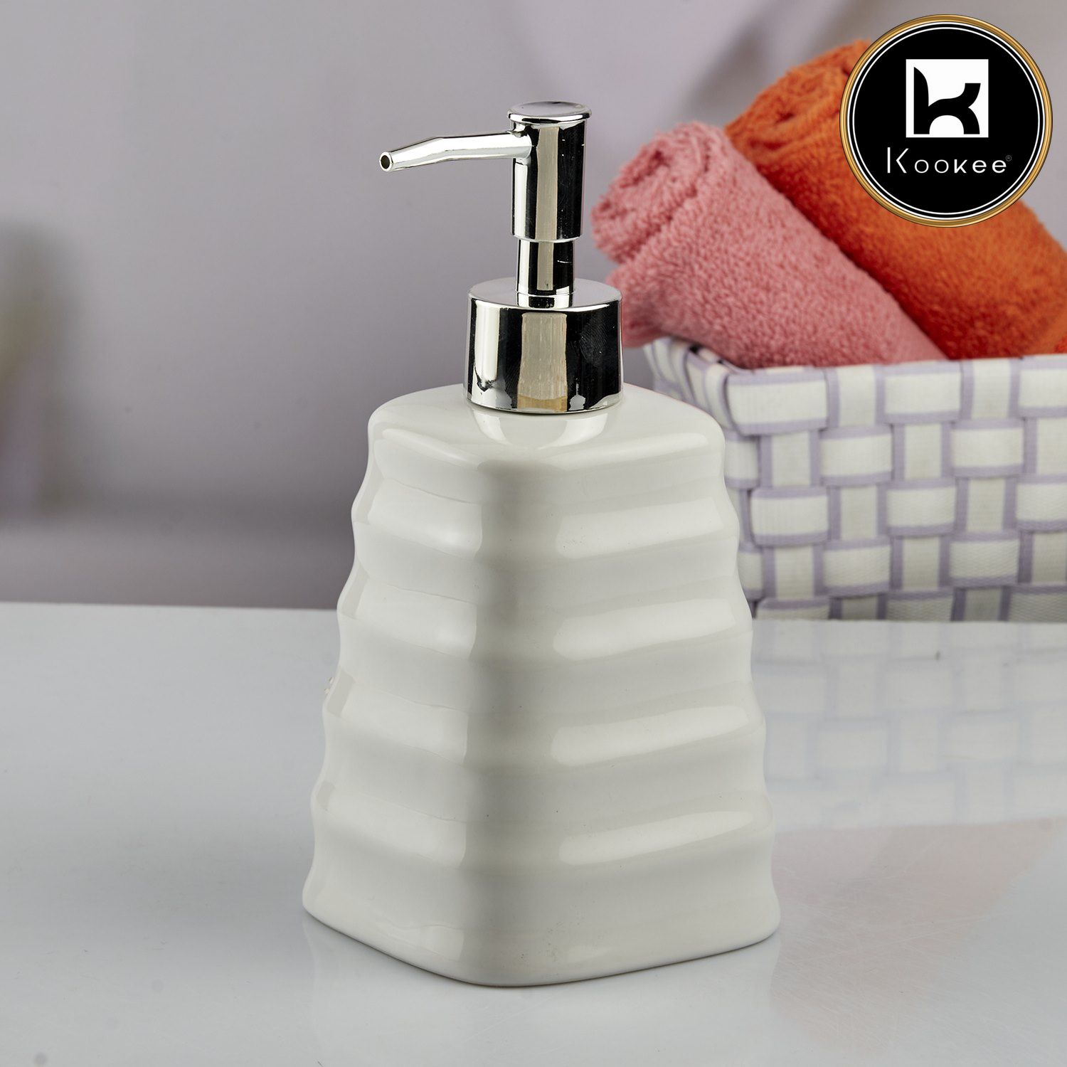 Ceramic Soap Dispenser for handwash for Bathroom, Black/White (Set of 2) (10553)