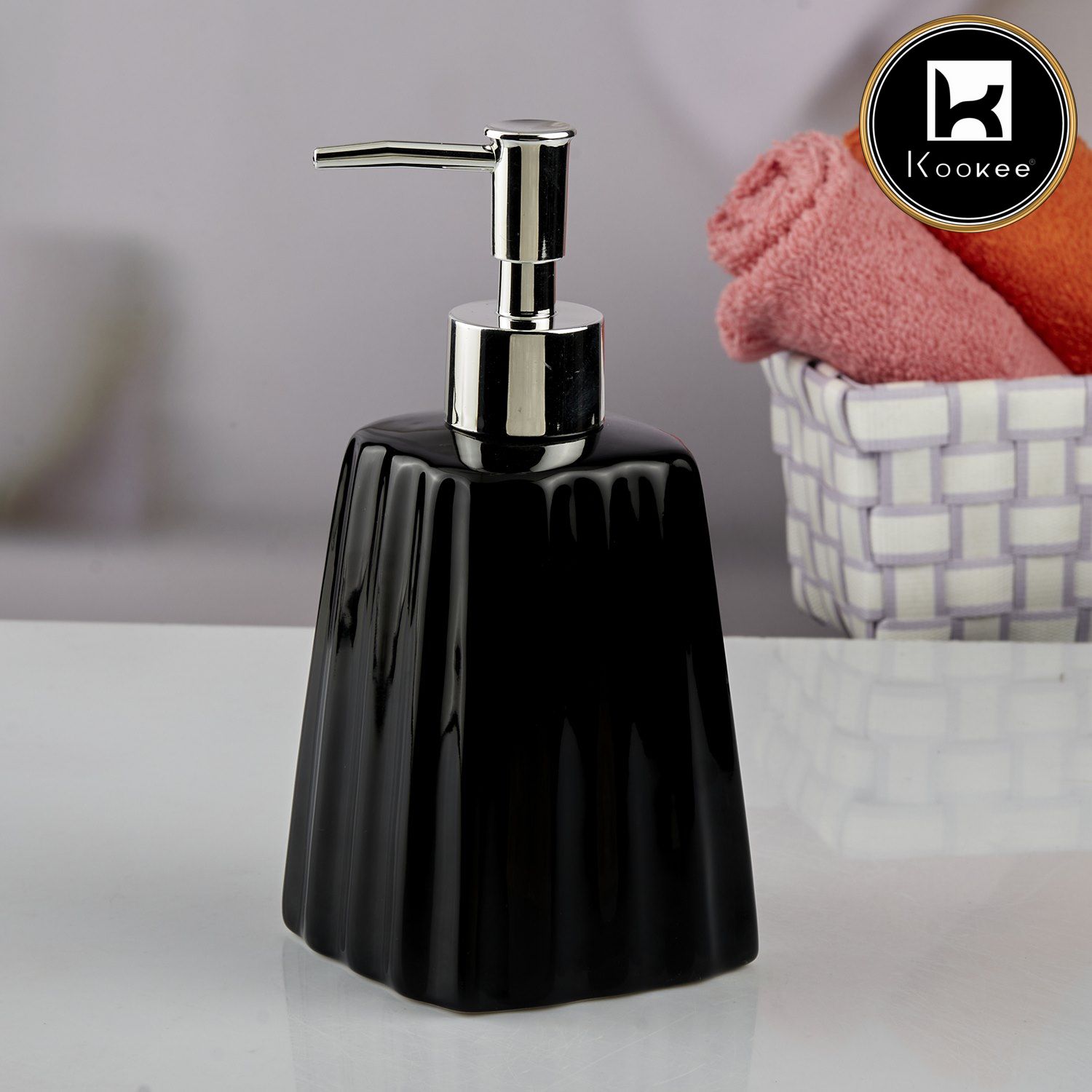 Ceramic Soap Dispenser for handwash for Bathroom, Black (V-CSD-037)