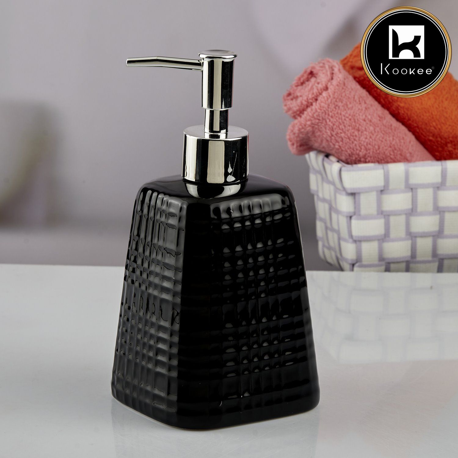 Ceramic Soap Dispenser for handwash for Bathroom, Black, (Set of 1) (10599)