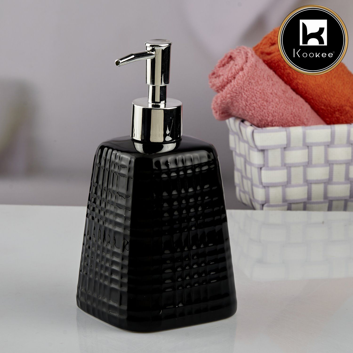 Ceramic Soap Dispenser for handwash for Bathroom, Black, (Set of 1) (10599)