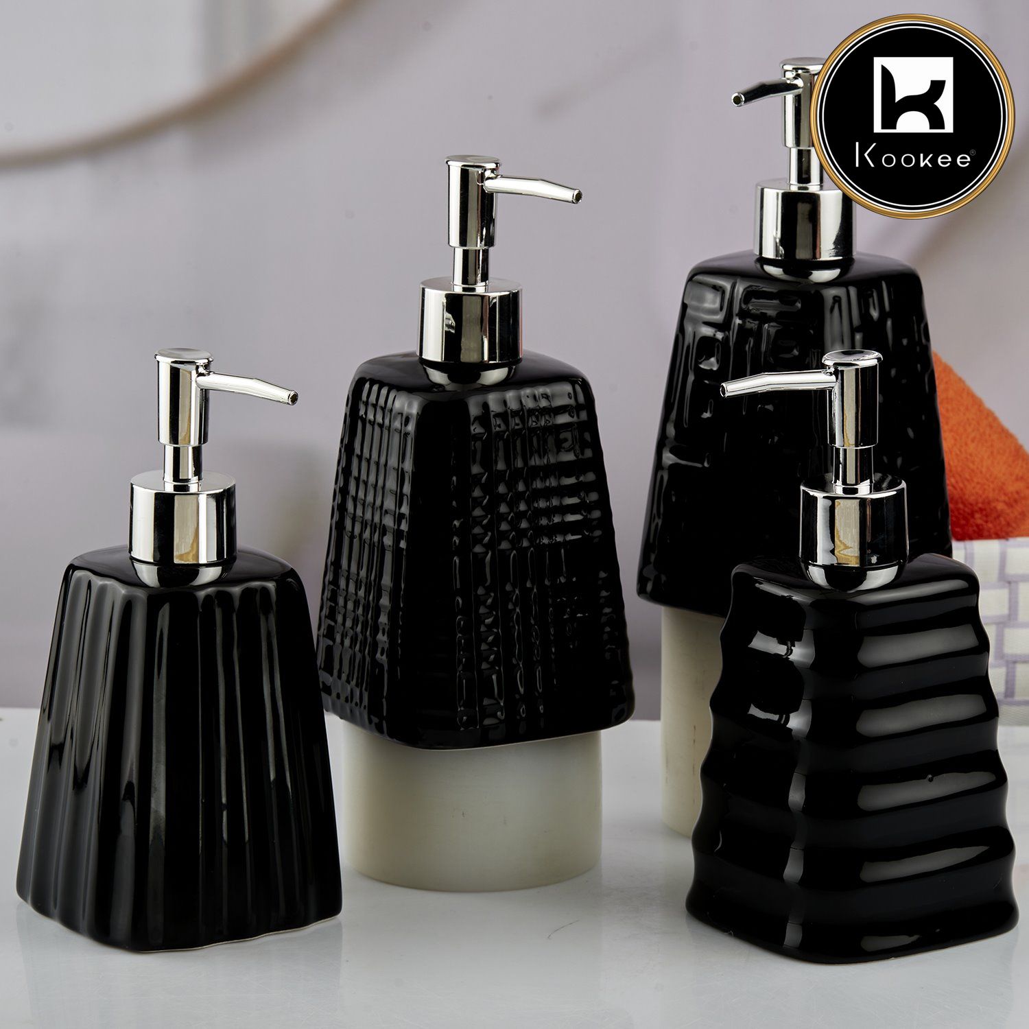 Ceramic Soap Dispenser for handwash for Bathroom, Black, (Set of 1) (10599)