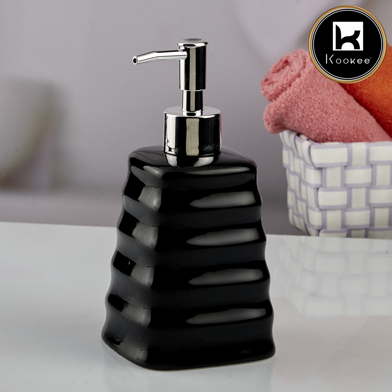 Ceramic Soap Dispenser for handwash for Bathroom, Black (V-CSD-037)