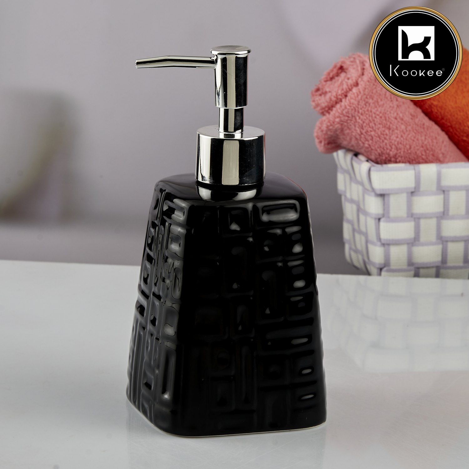 Ceramic Soap Dispenser for handwash for Bathroom, Black (V-CSD-037)
