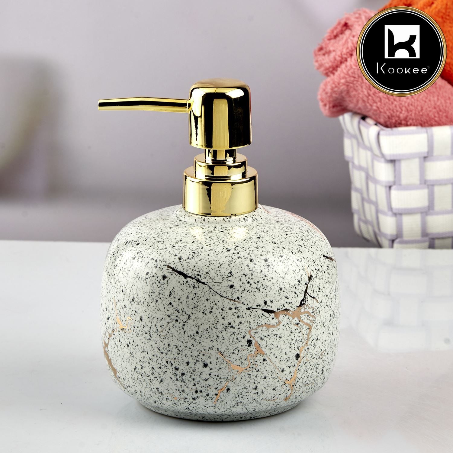 Kookee Ceramic Soap Dispensers, White, ART10602