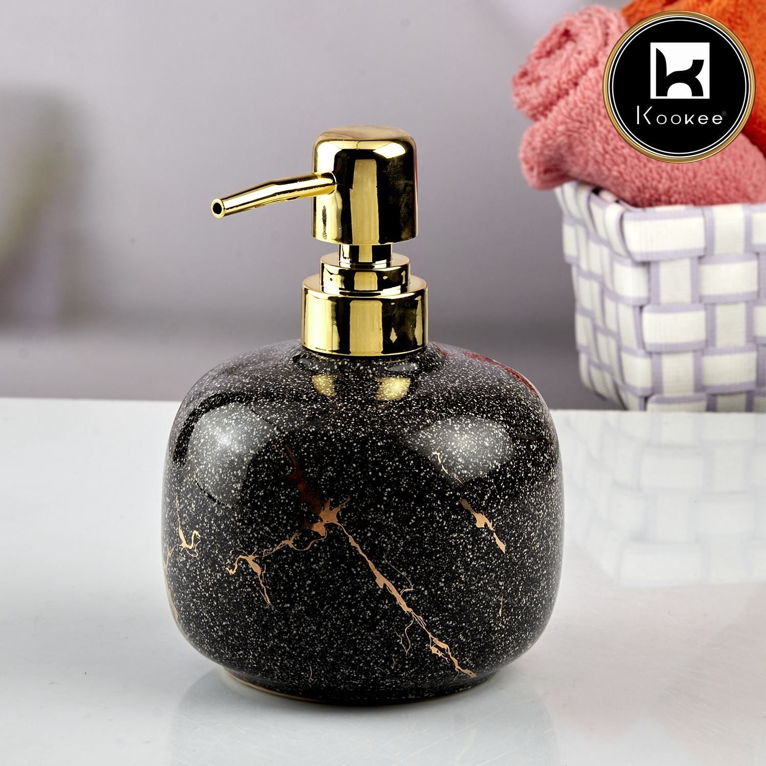 Ceramic Soap Dispenser for handwash for Bathroom, Black (V-CSD-044)