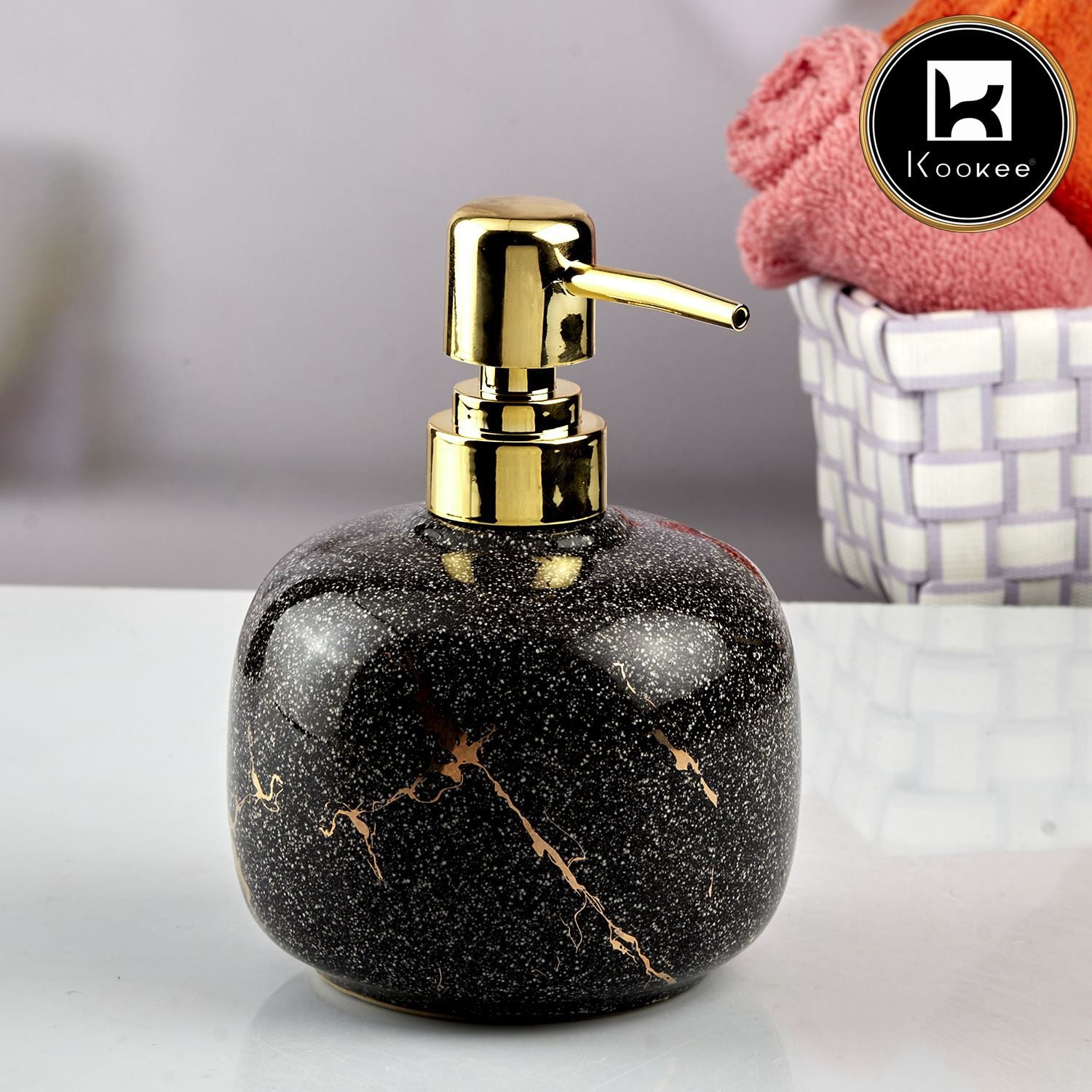 Kookee Ceramic Soap Dispensers, Black, ART10603
