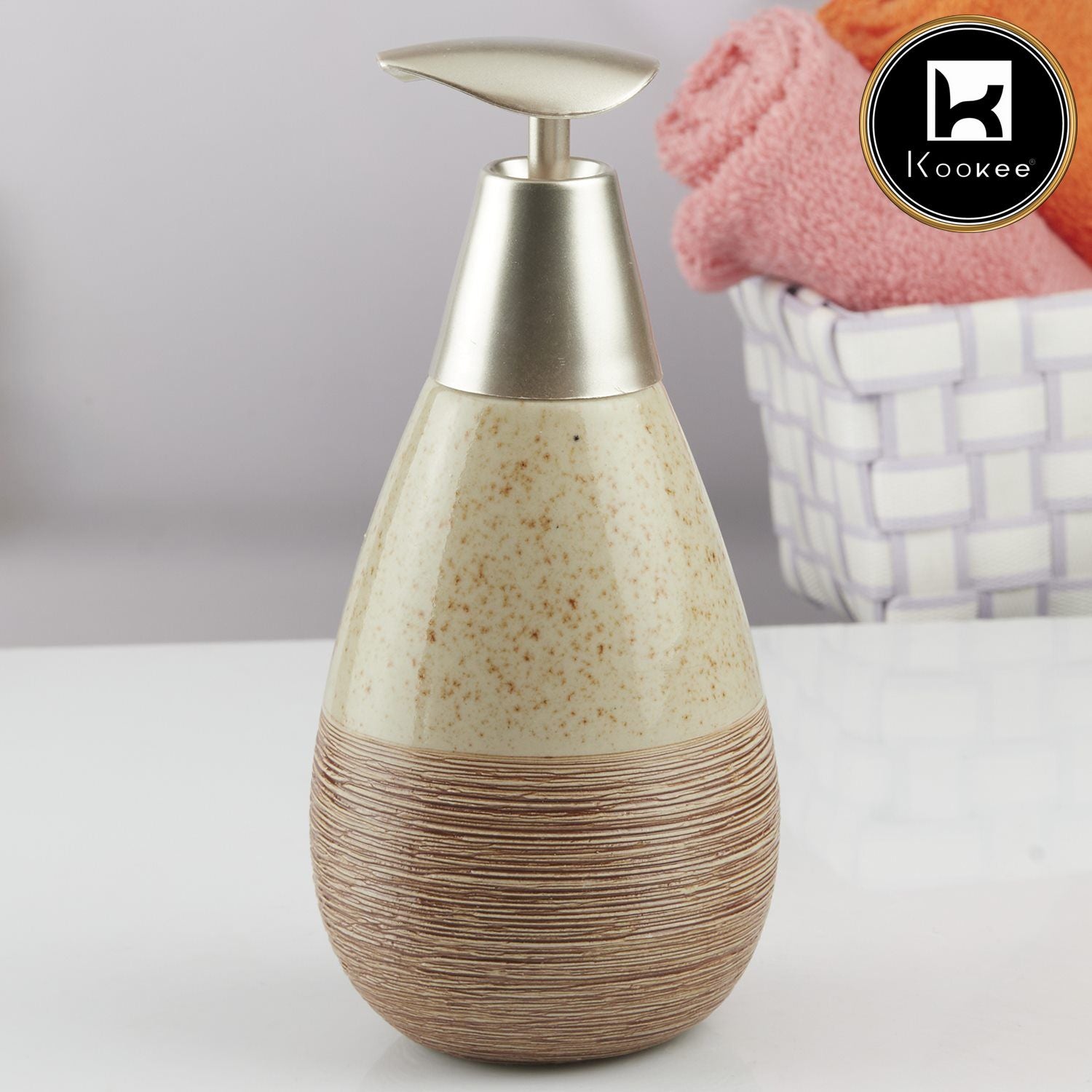 Kookee Ceramic Soap Dispensers, Beige, ART10606