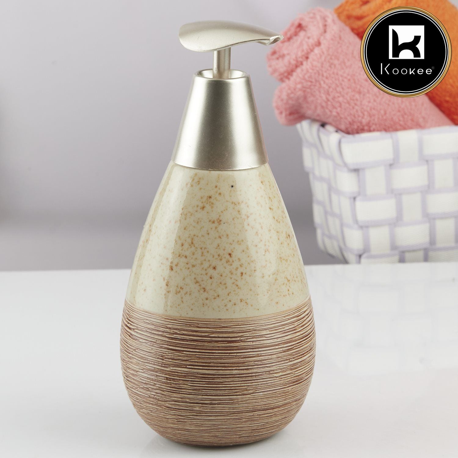 Kookee Ceramic Soap Dispensers, Beige, ART10606