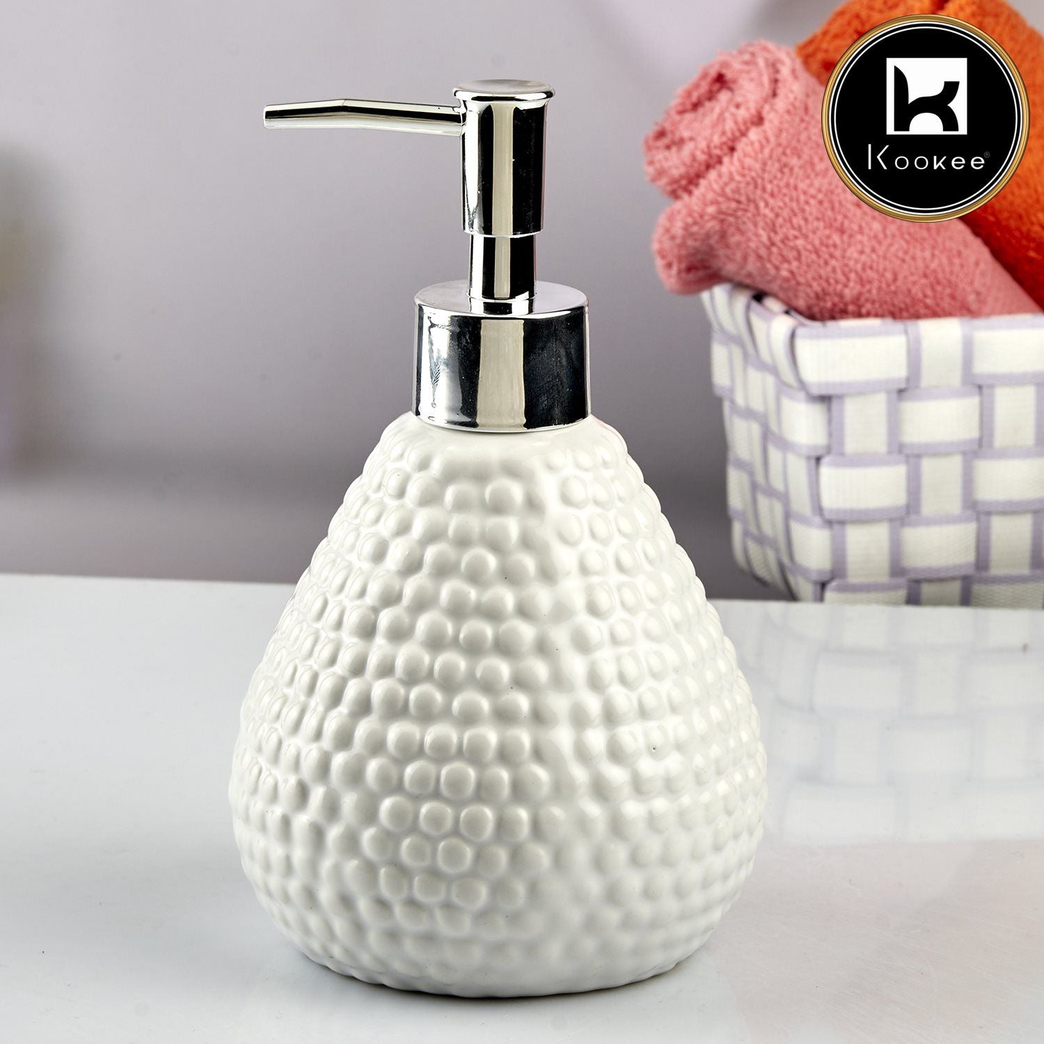 Kookee Ceramic Soap Dispensers, White, ART10607